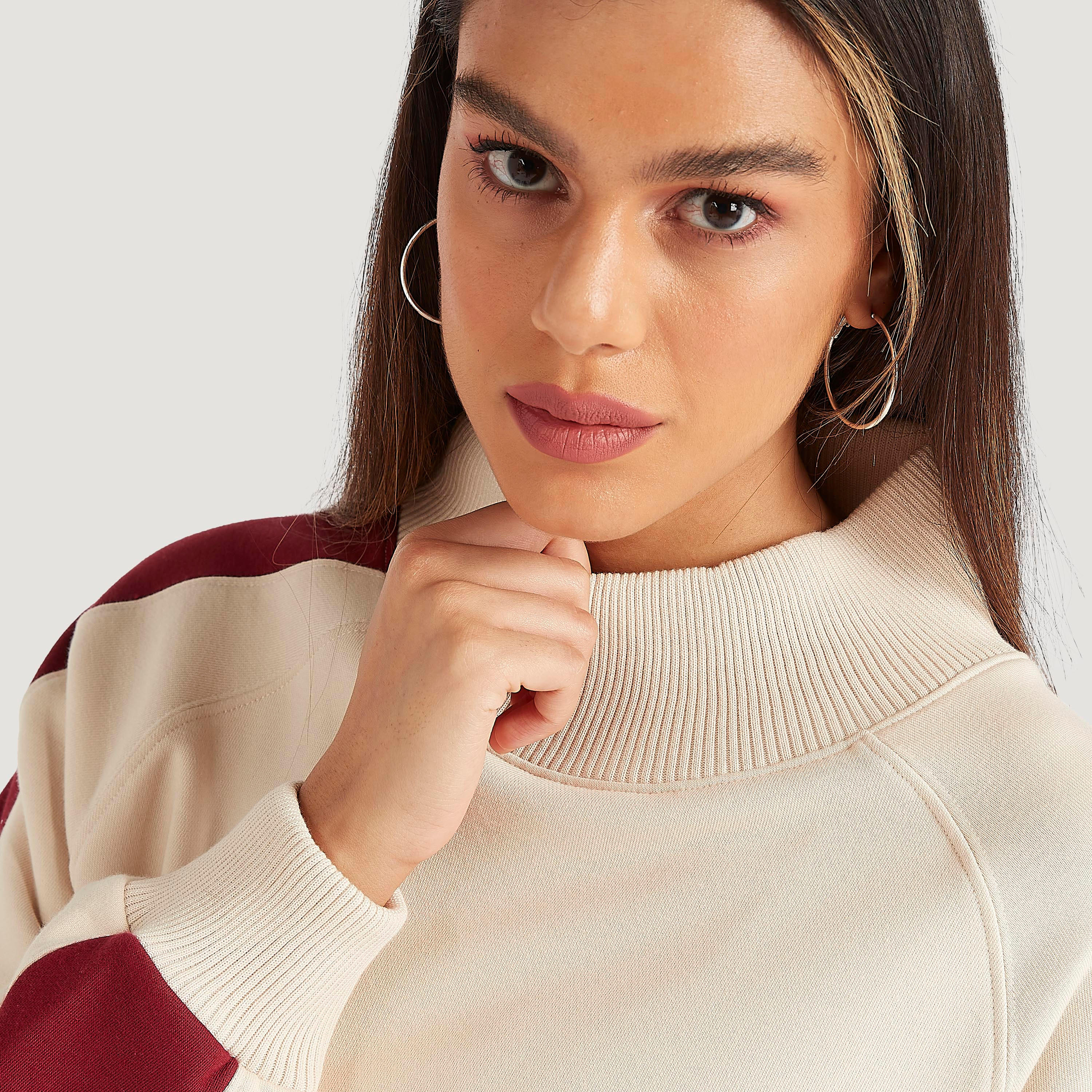 سويت شيرت بتصاميم مغايرة وأكمام طويلة وياقة عالية من آيكونيك-women-winterwear-hoodiesandsweatshirts-sweatshirts-image-7