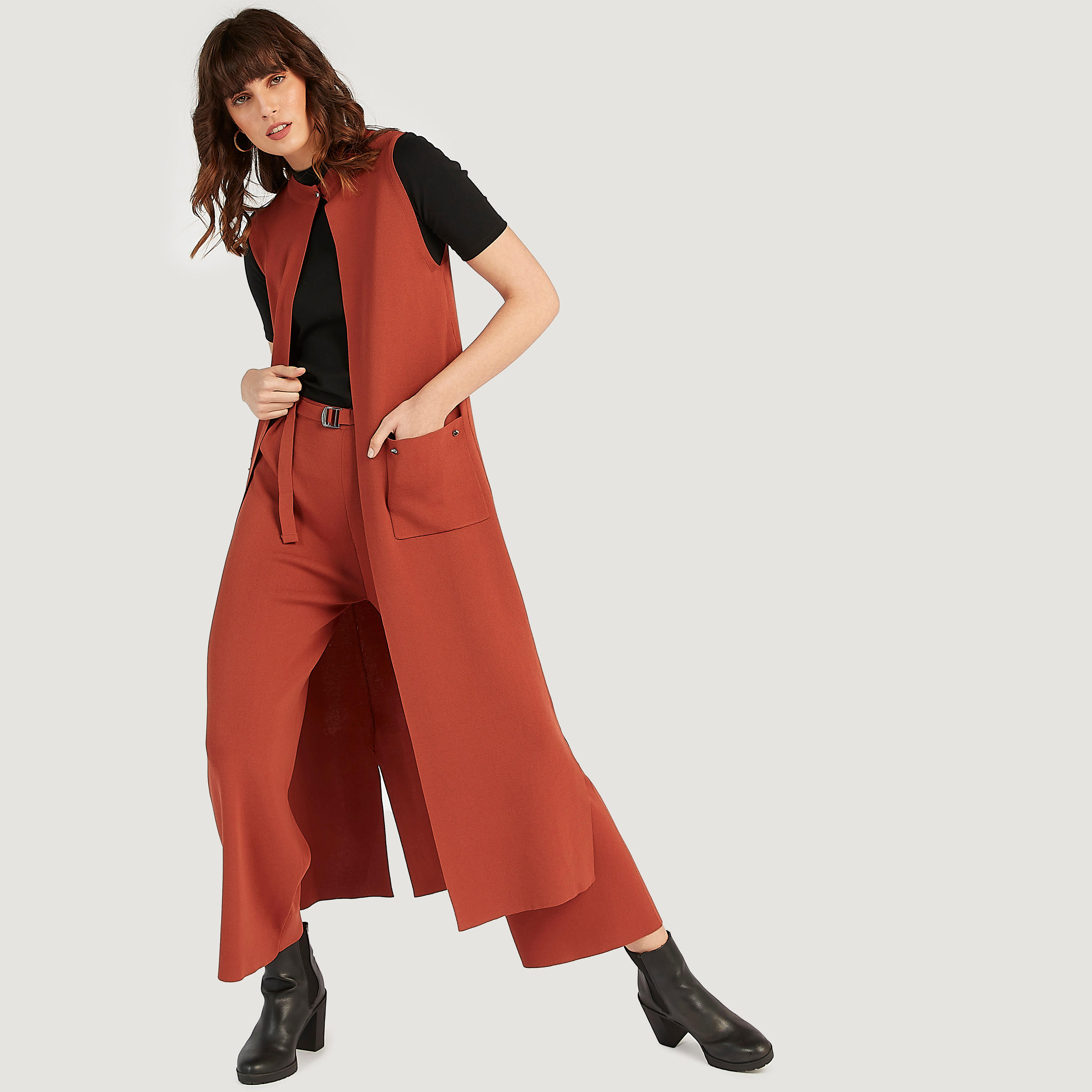 Iconic Longline Sleeveless Shrug with Button Closure and Pockets-women-clothing-coatsandjackets-coats-image-1