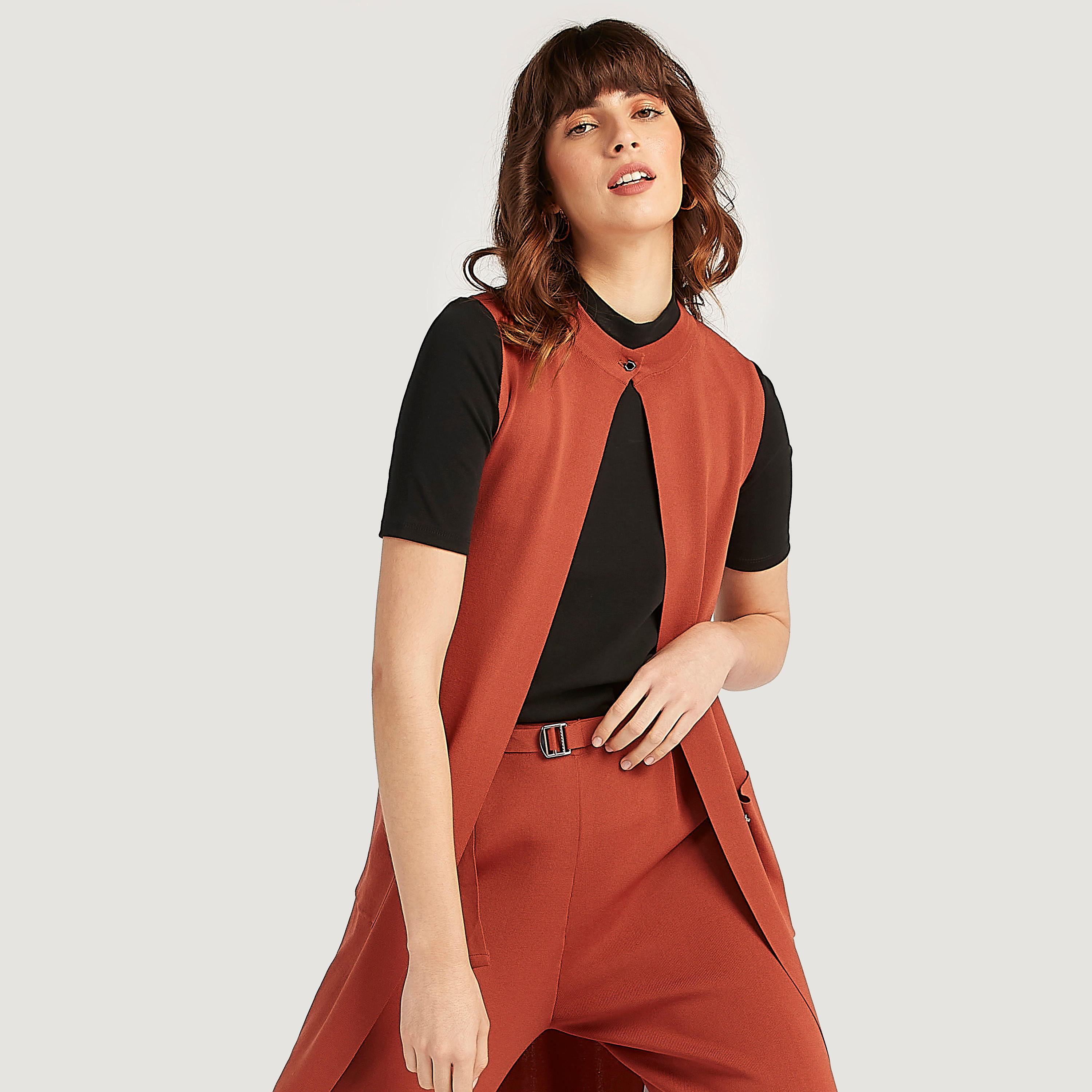 Iconic Longline Sleeveless Shrug with Button Closure and Pockets-women-clothing-coatsandjackets-coats-image-3