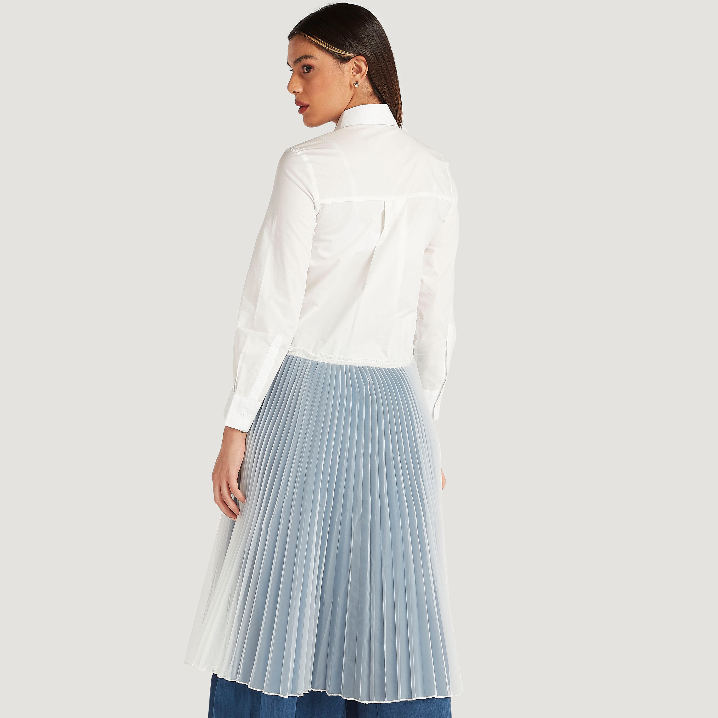 فستان ميدي إيه لاين بكشكشة وأكمام طويلة من آيكونيك-women-clothing-dresses-image-4