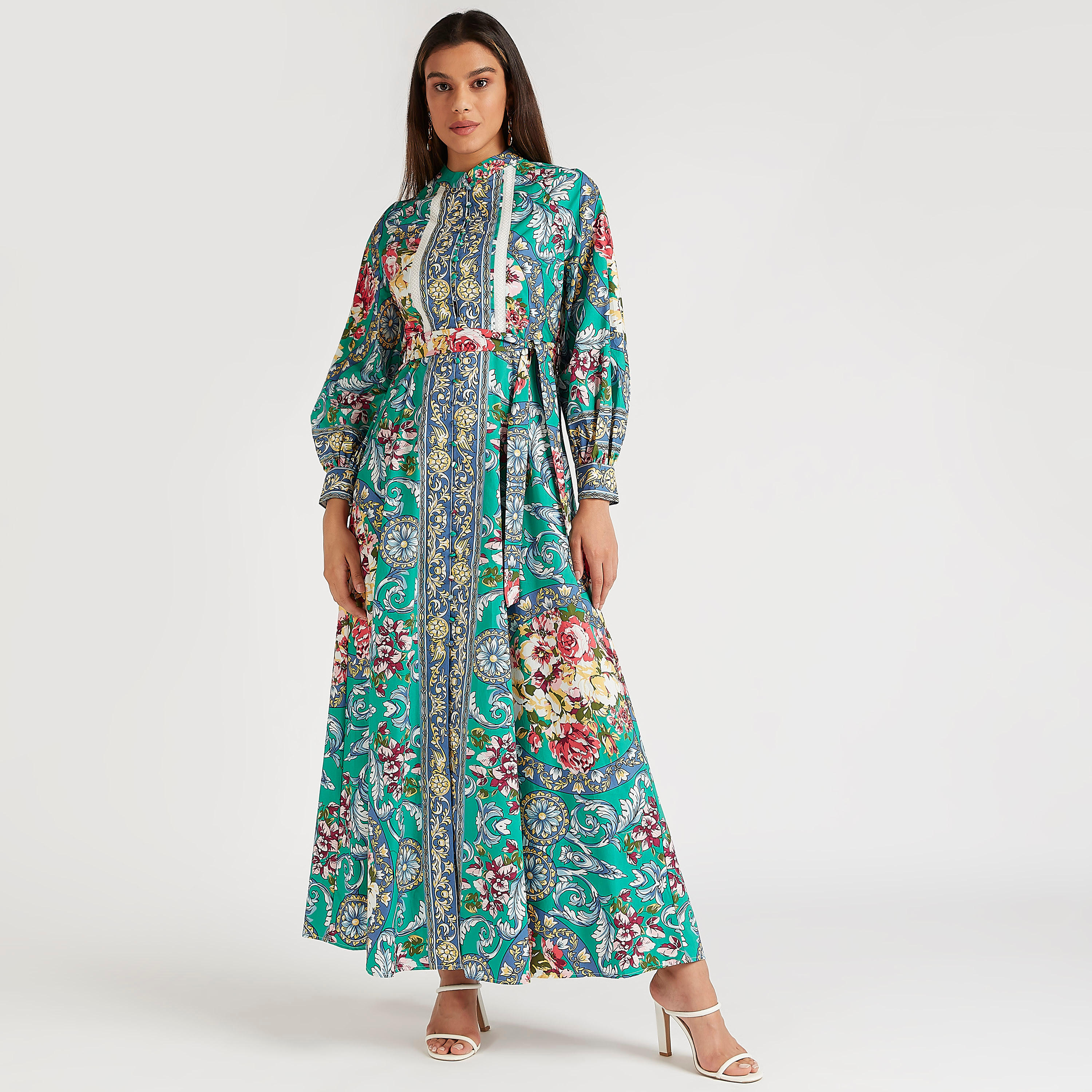 فستان طويل بأكمام طويلة وطبعات من آيكونيك-women-clothing-dresses-image-2