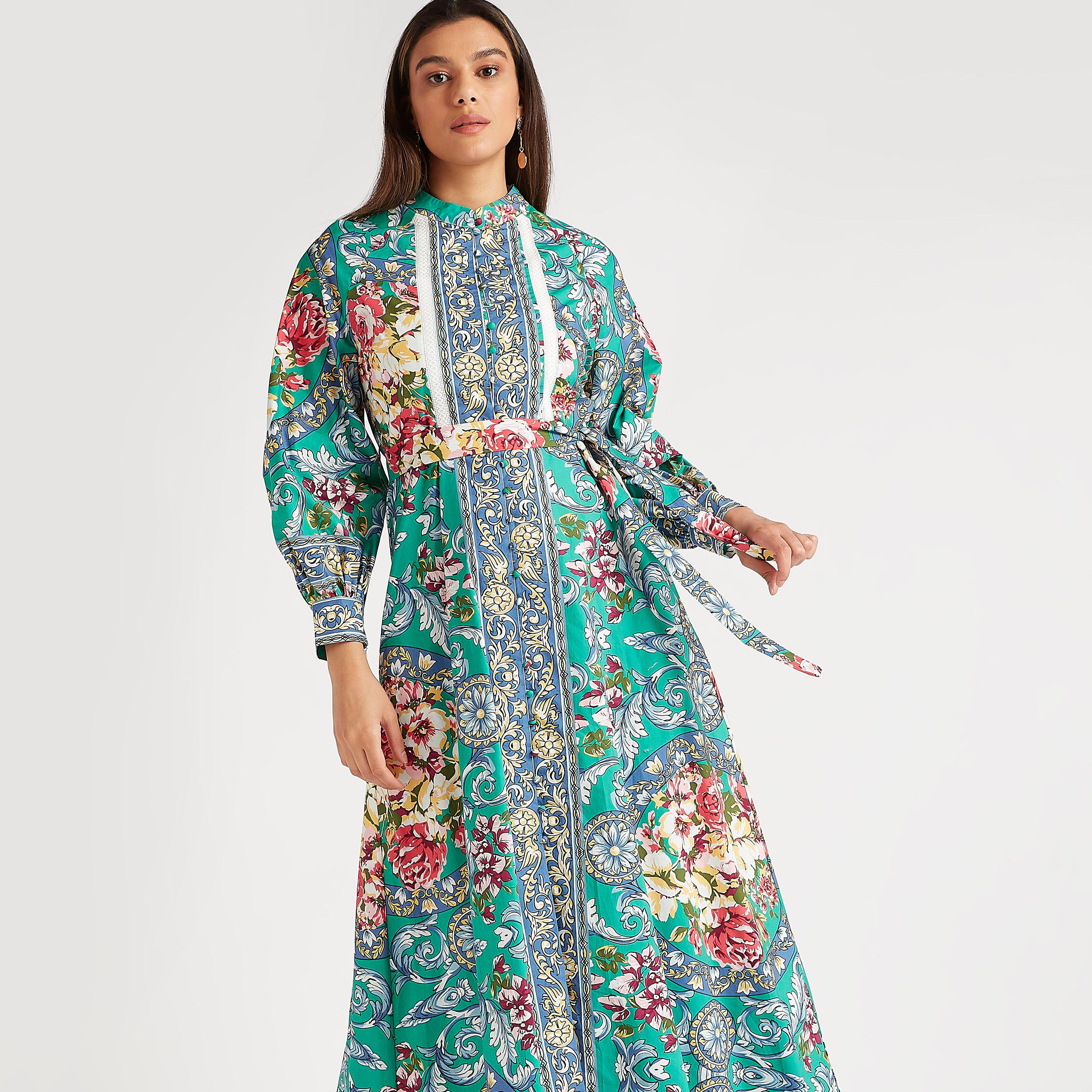 فستان طويل بأكمام طويلة وطبعات من آيكونيك-women-clothing-dresses-image-5
