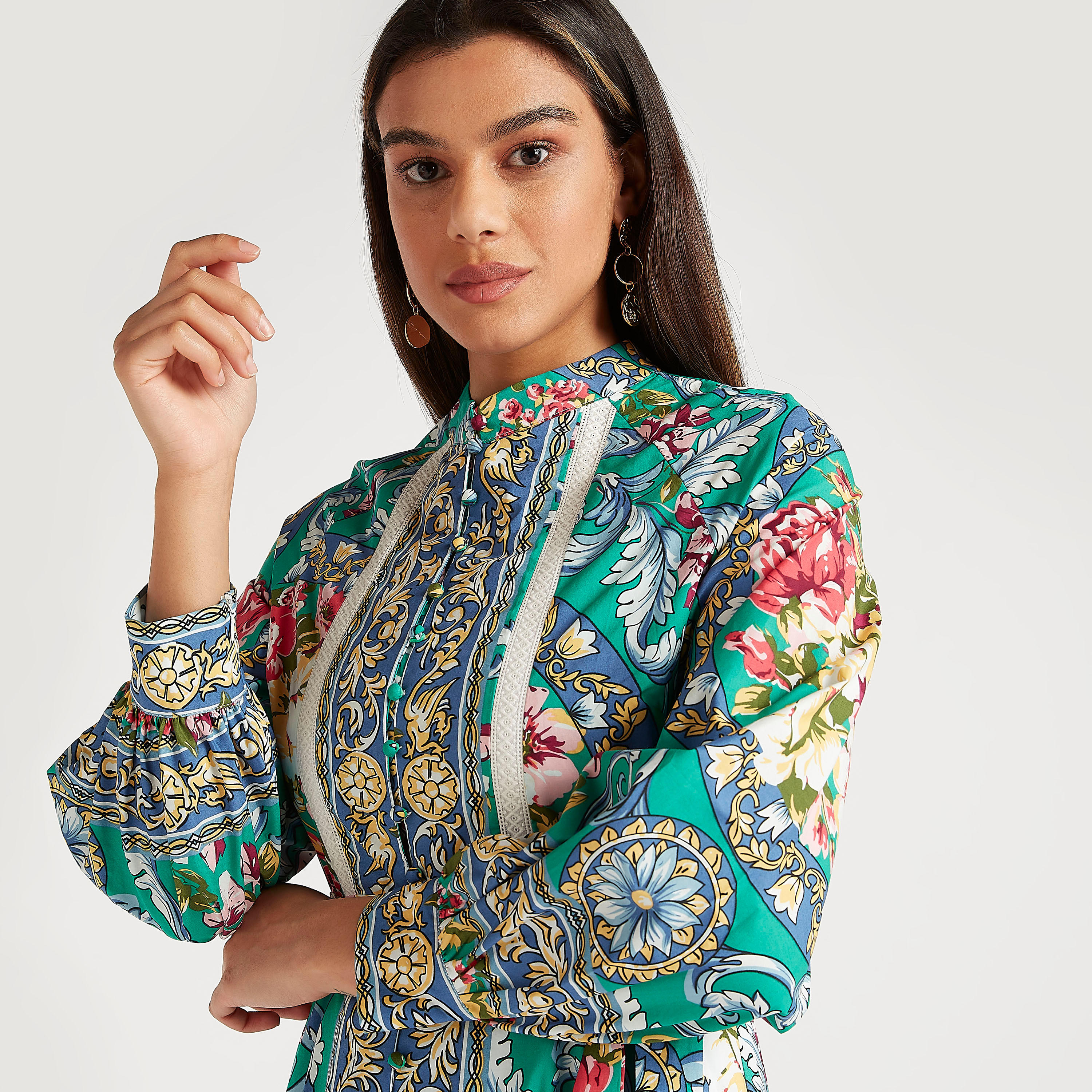 فستان طويل بأكمام طويلة وطبعات من آيكونيك-women-clothing-dresses-image-7