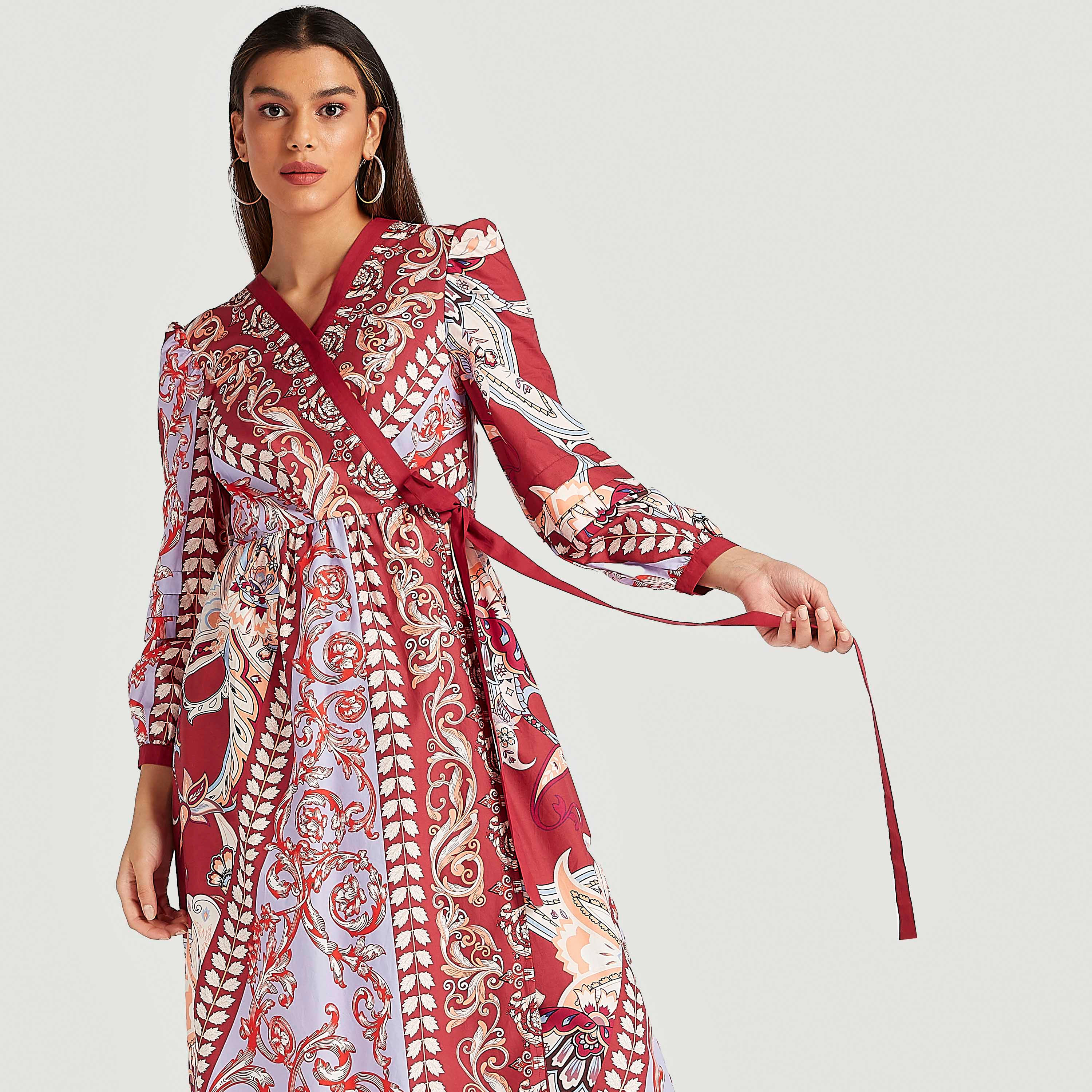 Iconic Printed Maxi Wrap Dress with Long Sleeves-women-clothing-dresses-image-3