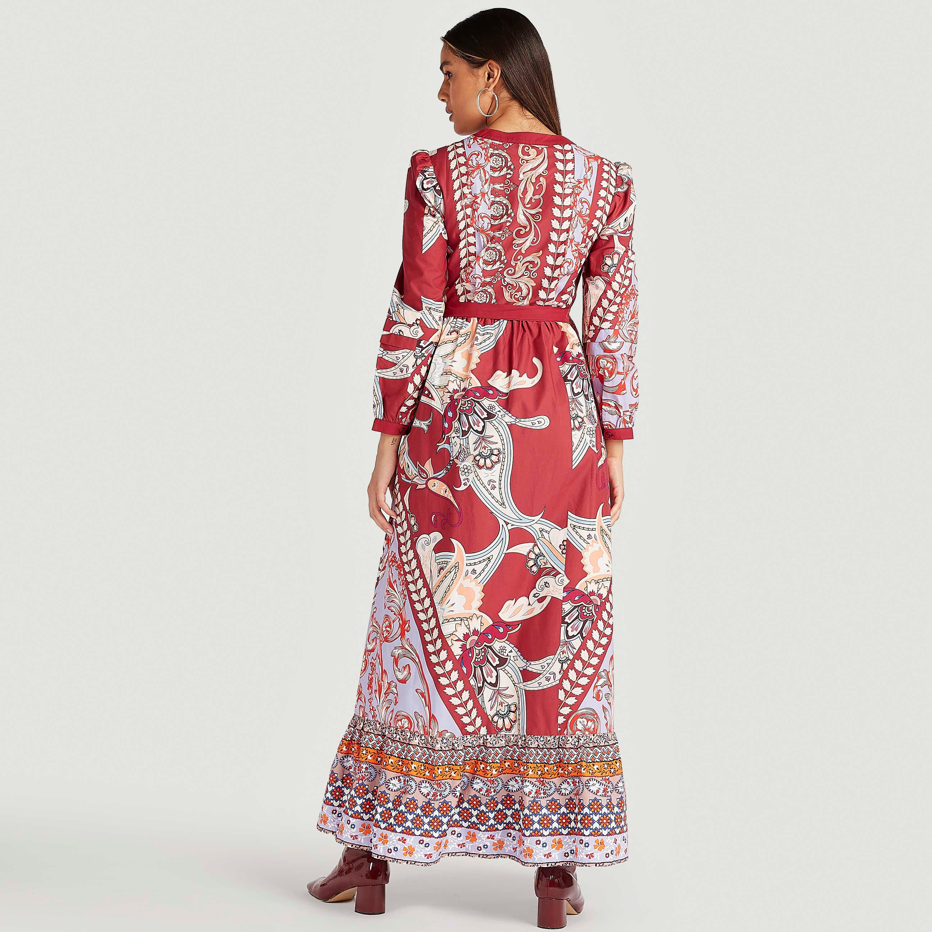 Iconic Printed Maxi Wrap Dress with Long Sleeves-women-clothing-dresses-image-4