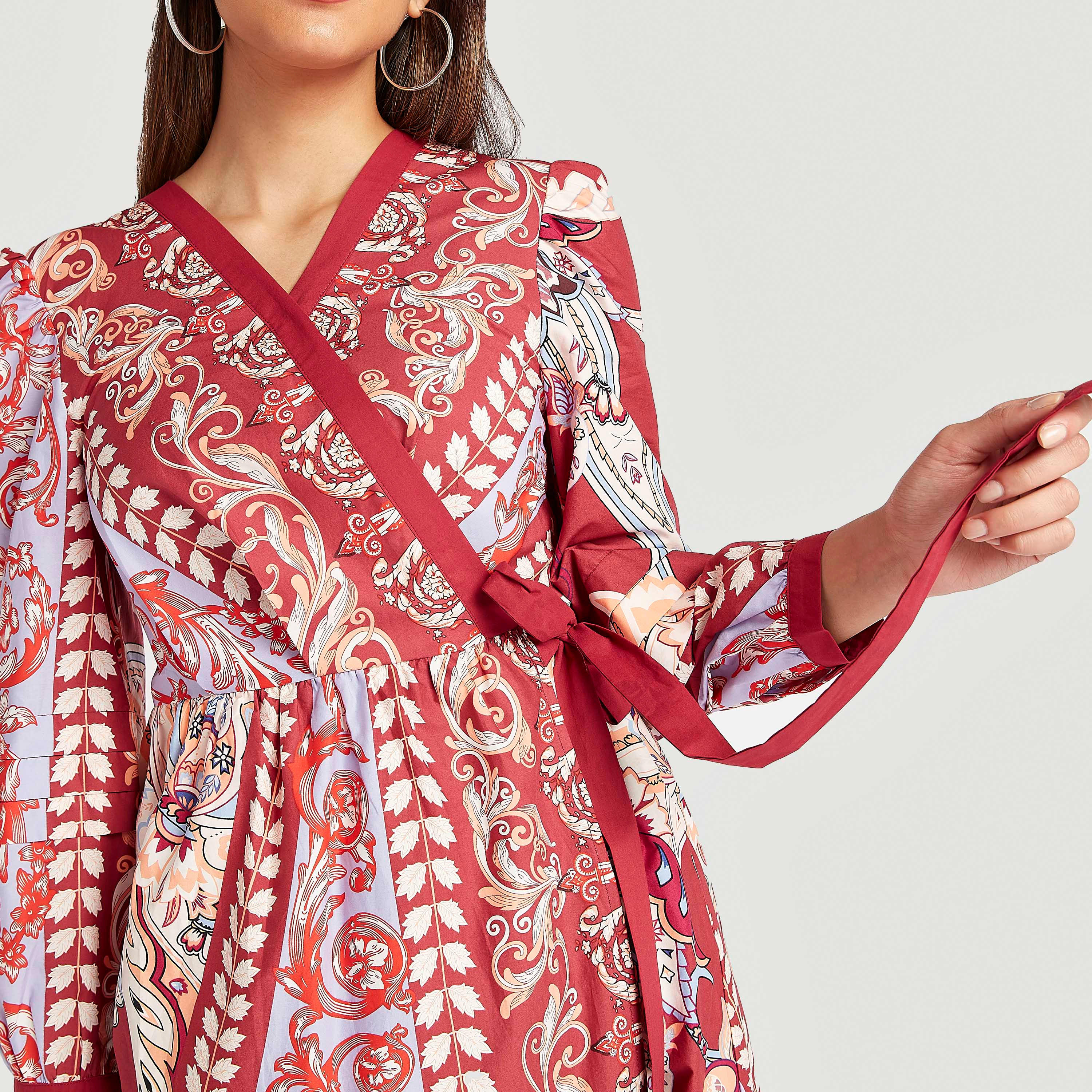 Iconic Printed Maxi Wrap Dress with Long Sleeves-women-clothing-dresses-image-5