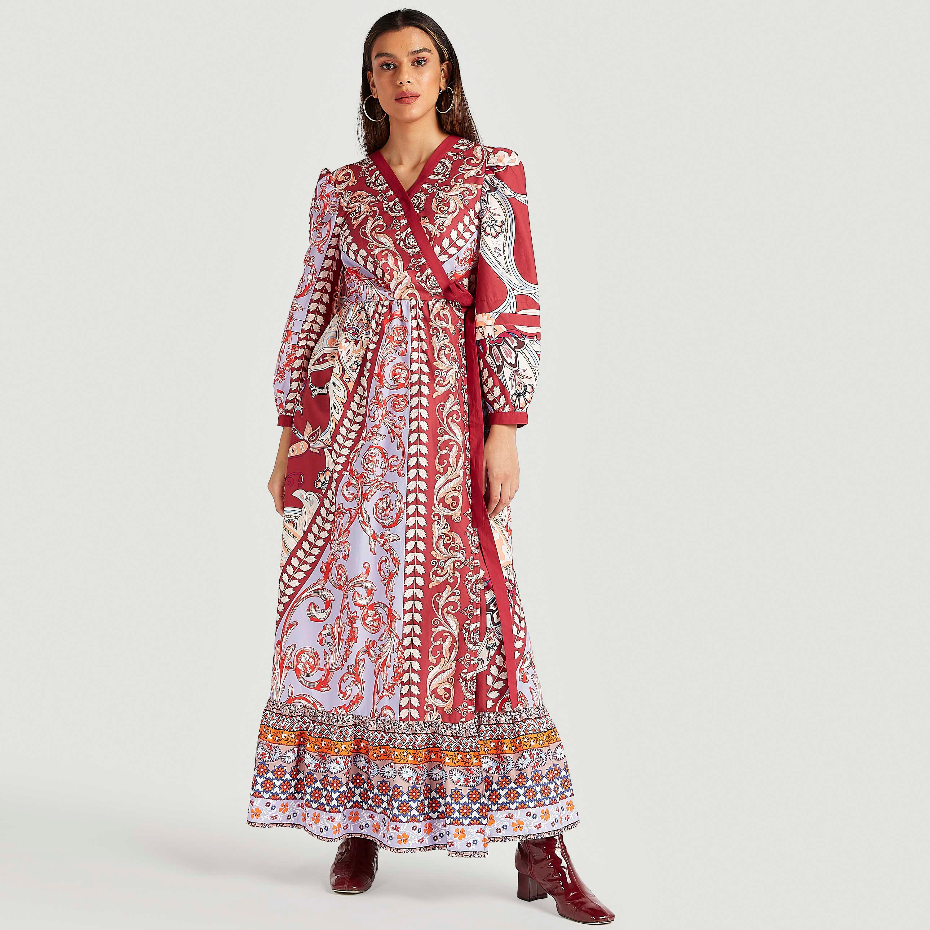 Iconic Printed Maxi Wrap Dress with Long Sleeves-women-clothing-dresses-image-6