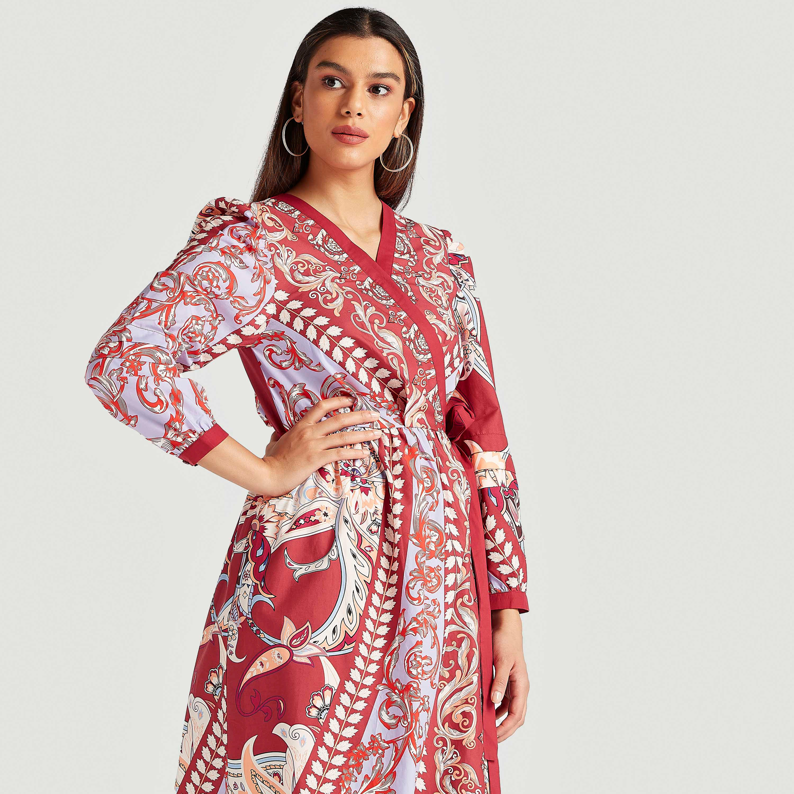 Iconic Printed Maxi Wrap Dress with Long Sleeves-women-clothing-dresses-image-7