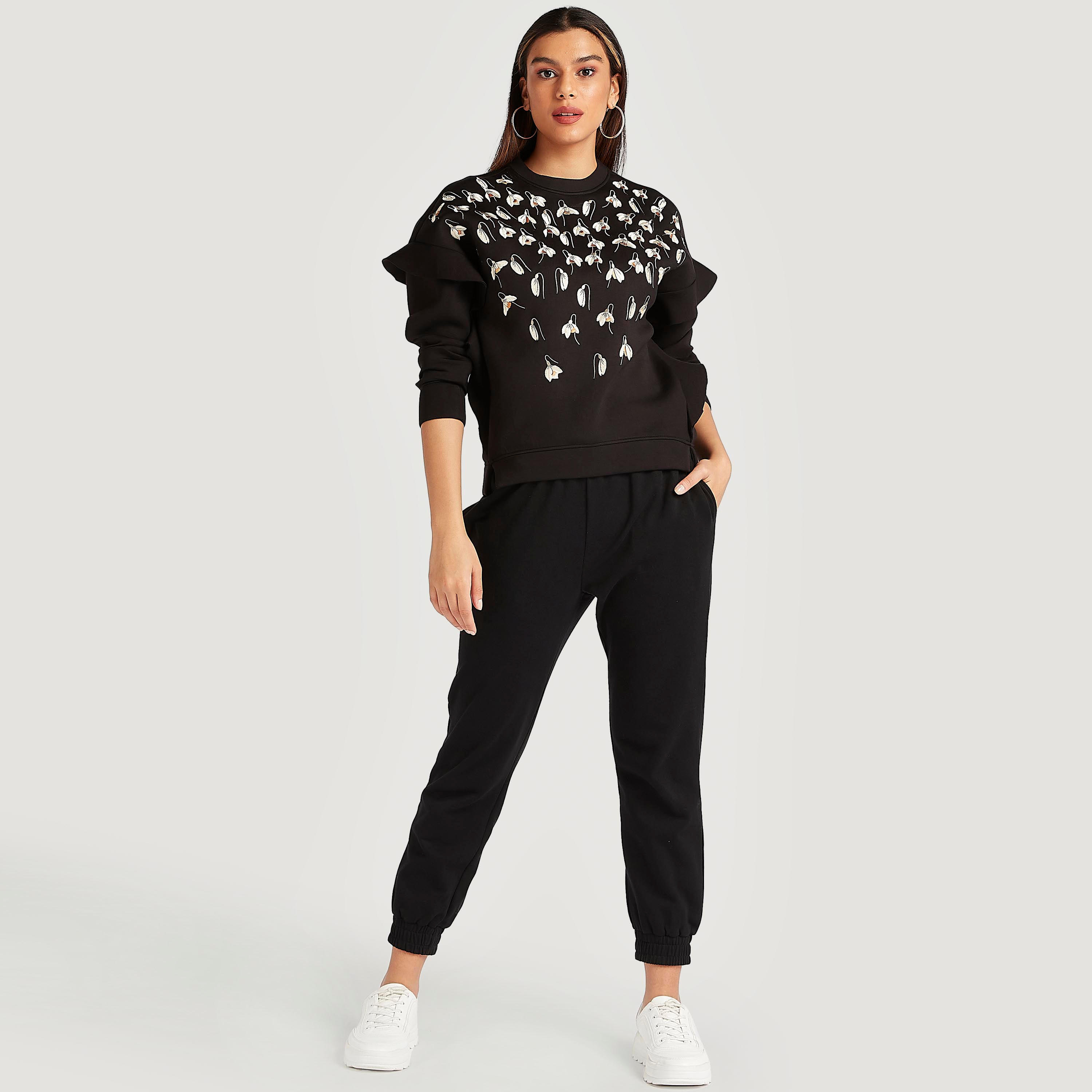 Iconic Embellished Sweatshirt with Long Sleeves and Crew Neck-women-winterwear-hoodiesandsweatshirts-sweatshirts-image-2