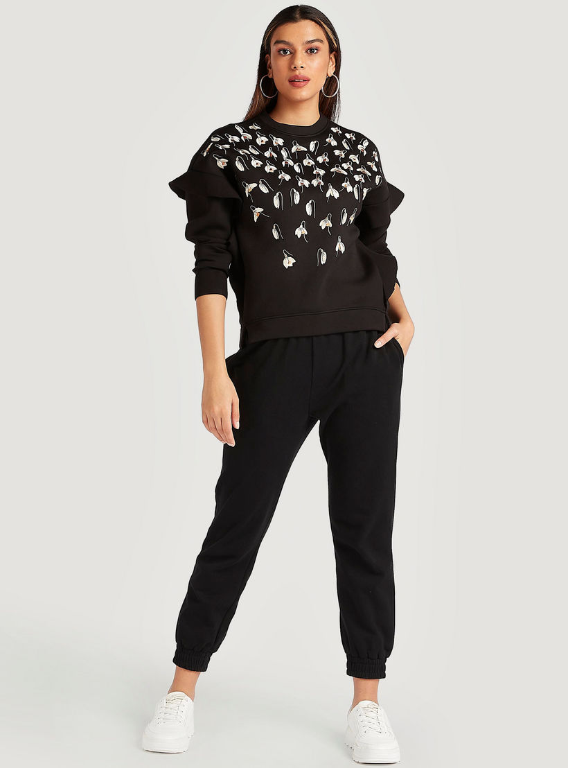 Iconic Embellished Sweatshirt with Long Sleeves and Crew Neck-women-winterwear-hoodiesandsweatshirts-sweatshirts-image-2
