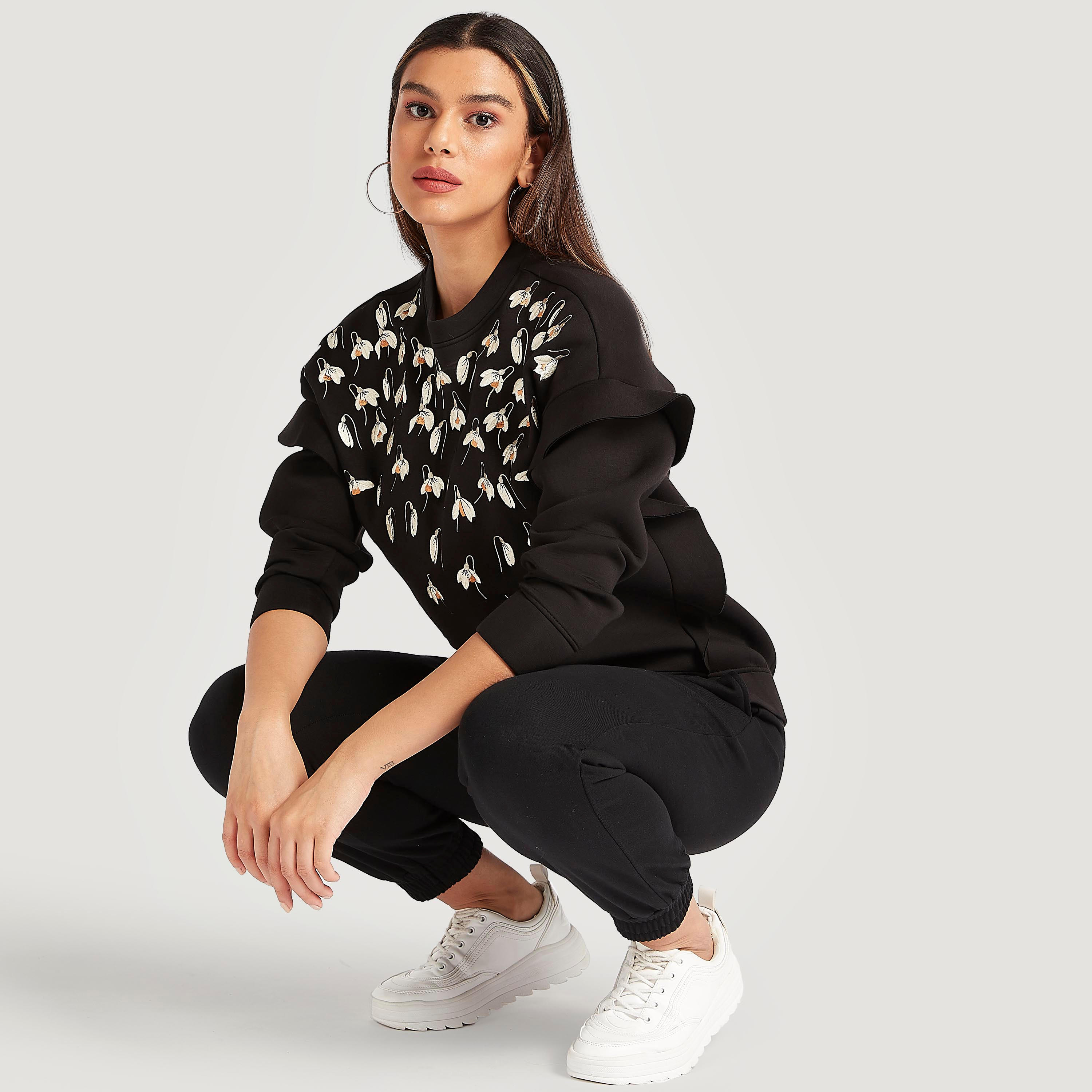 Iconic Embellished Sweatshirt with Long Sleeves and Crew Neck-women-winterwear-hoodiesandsweatshirts-sweatshirts-image-4