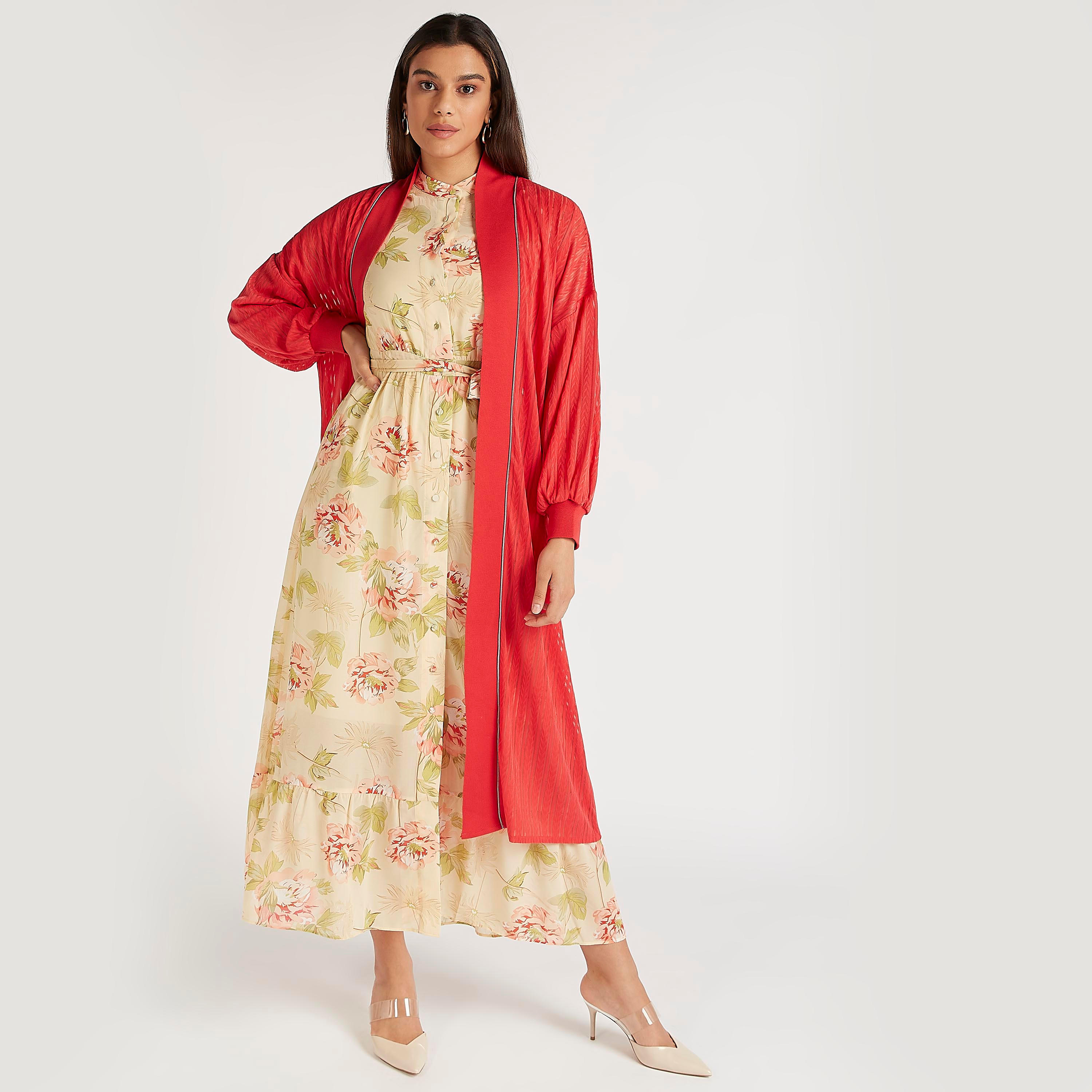 Iconic Textured Longline Shrug with Long Sleeves-women-winterwear-coatsandjackets-jackets-image-2