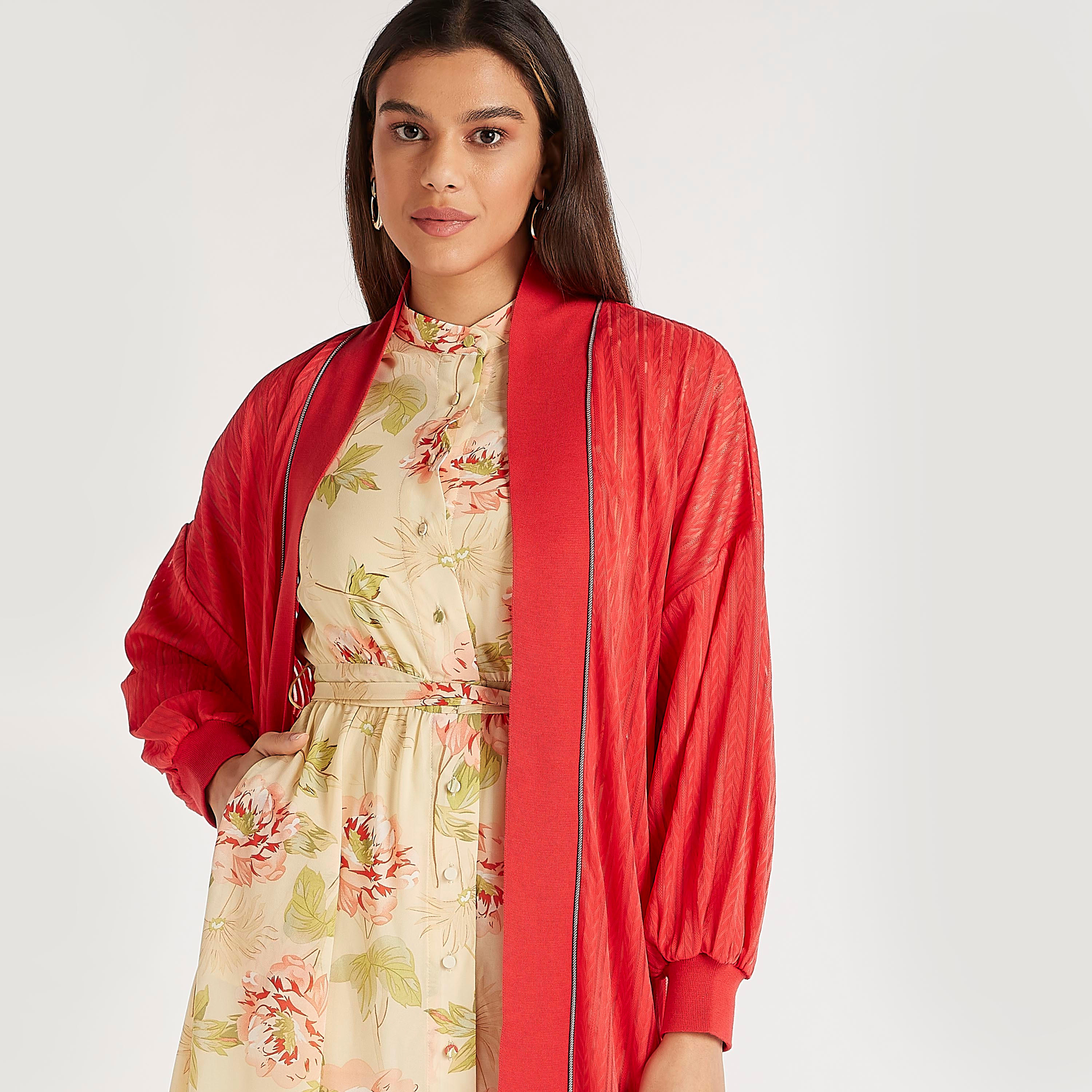 Iconic Textured Longline Shrug with Long Sleeves-women-winterwear-coatsandjackets-jackets-image-7