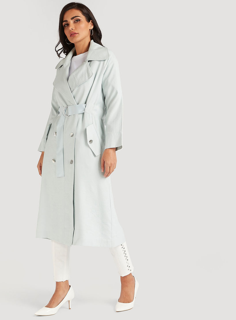 معطف سادة بحزام وأكمام طويلة-women-clothing-coatsandjackets-coats-image-1