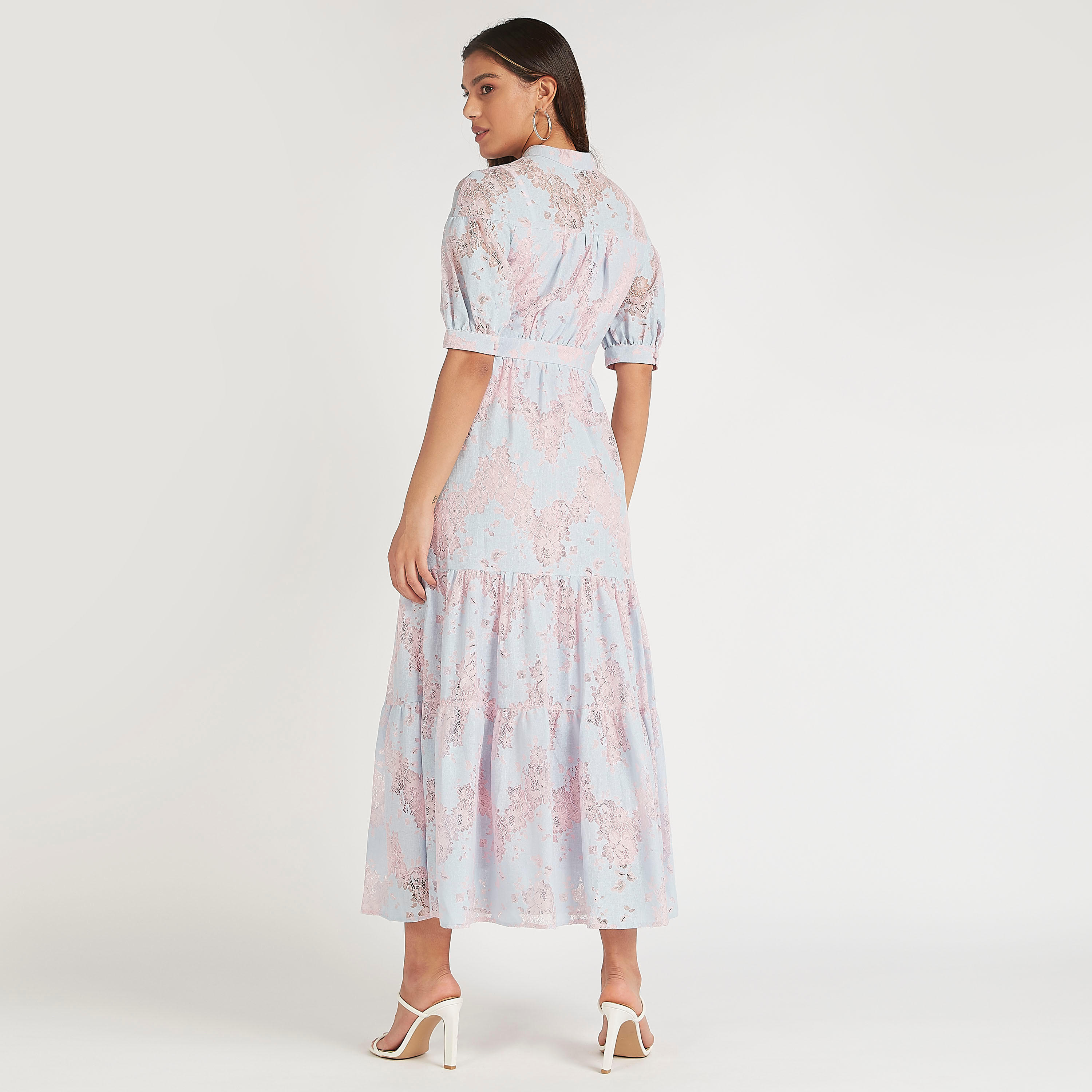 فستان إيه لاين دانتيل طويل بأكمام منفوخة من آيكونيك-women-clothing-dresses-image-4