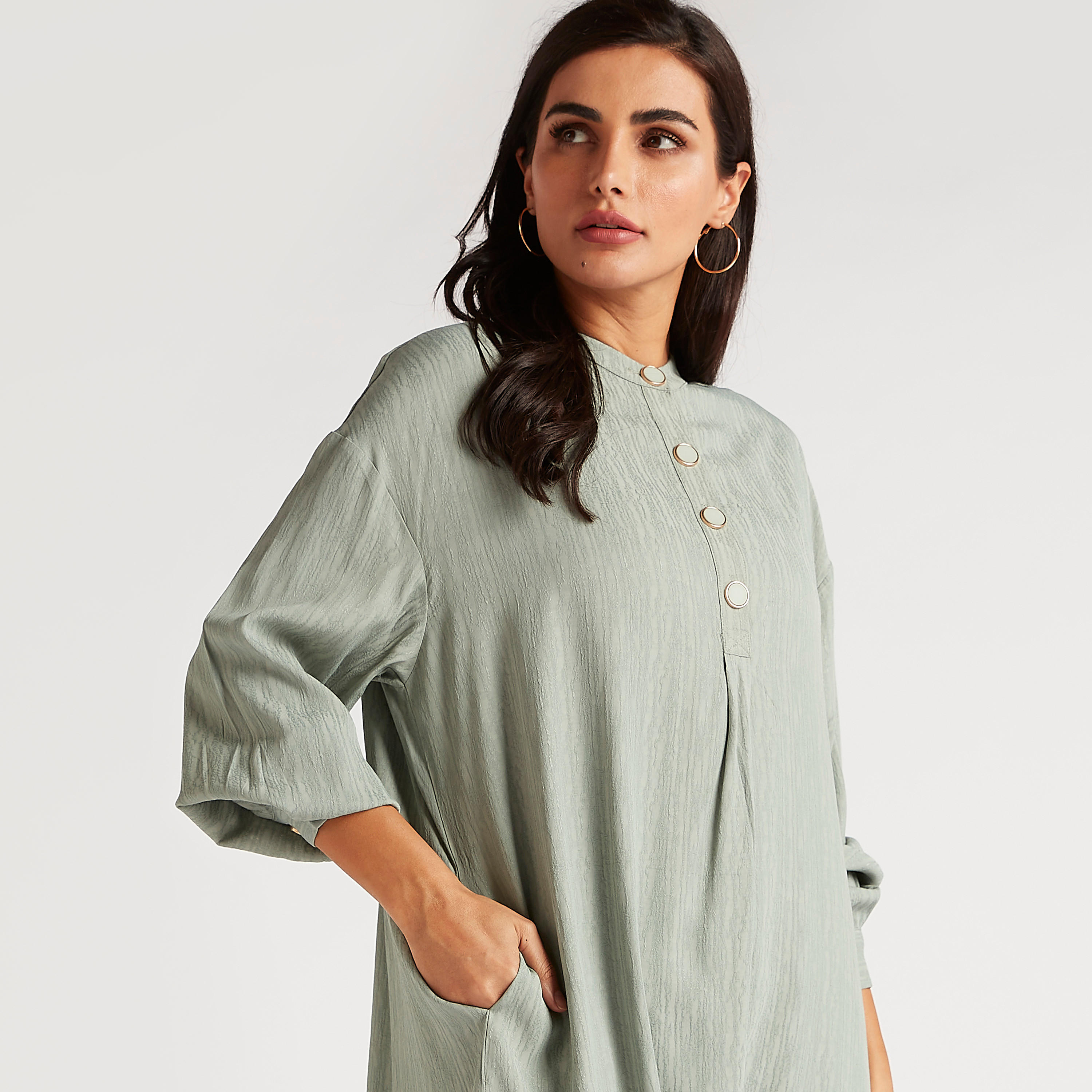 تونيك بياقة ماندارين وأكمام طويلة وطبعات من آيكونيك-women-clothing-shirtsandblouses-blouses-image-6