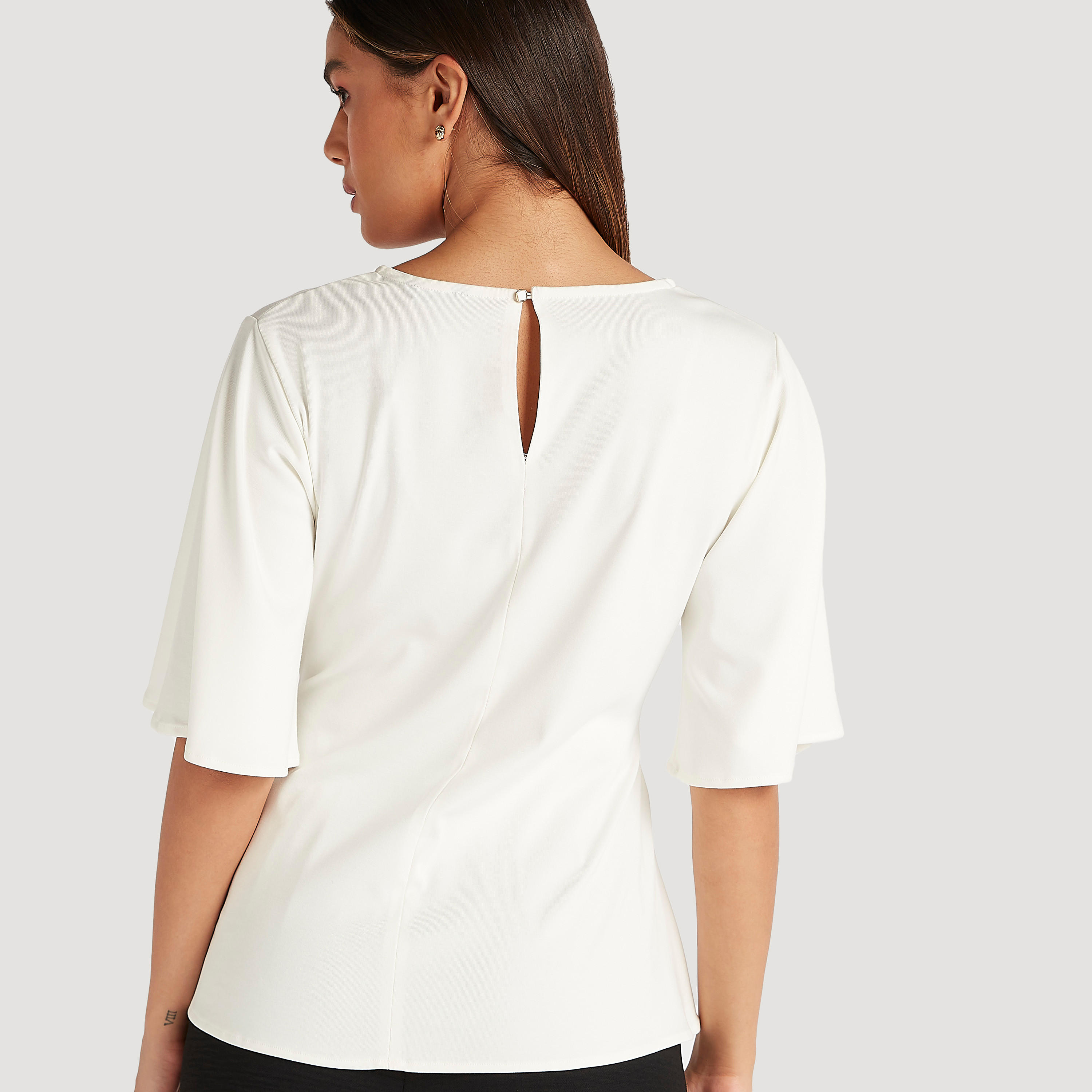 Iconic Solid Top with Tie-Up Belt and Short Flared Sleeves-women-clothing-shirtsandblouses-blouses-image-4