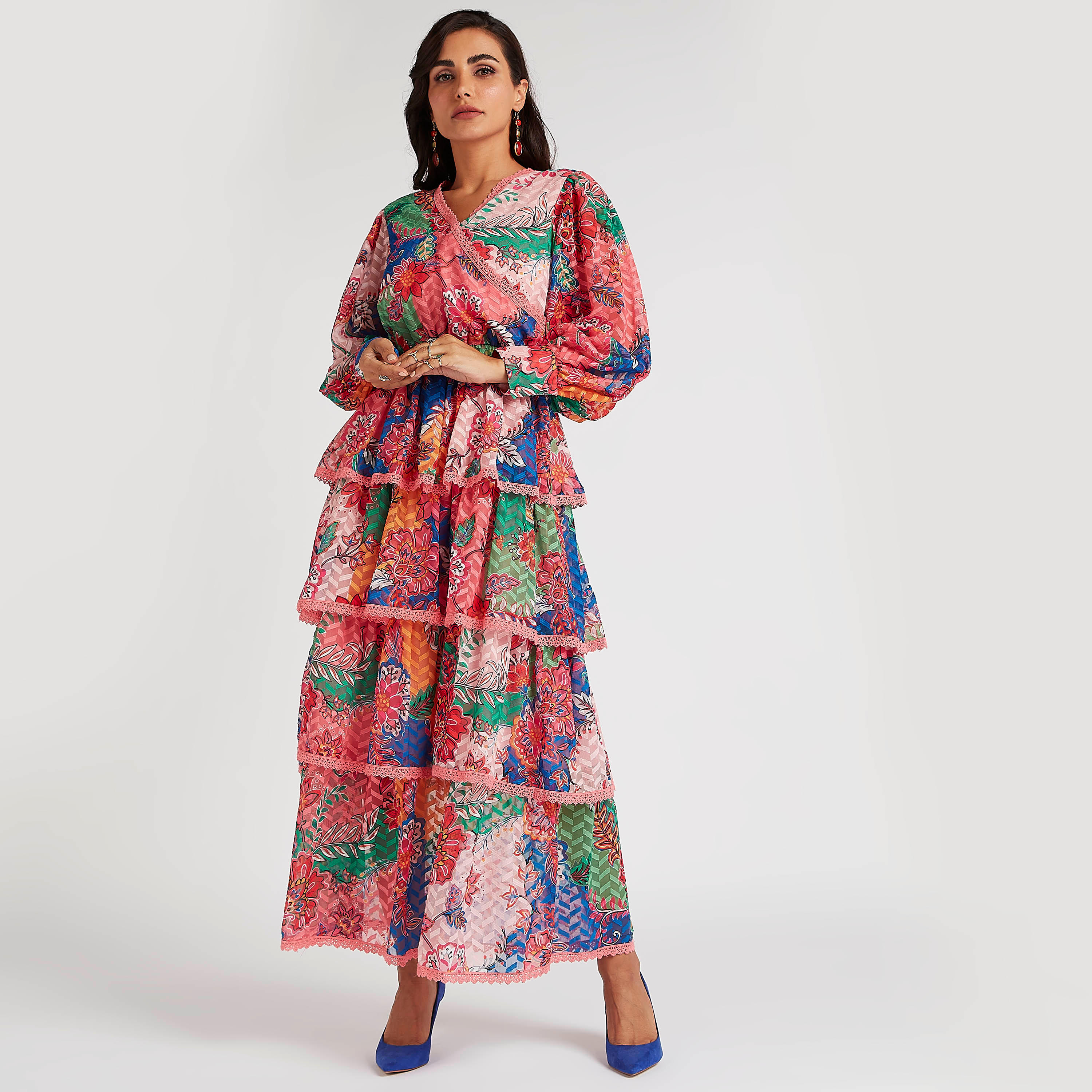 فستان مستدام طويل متعدّد الطبقات بطبعات أزهار وأكمام طويلة من آيكونك-women-clothing-dresses-image-2