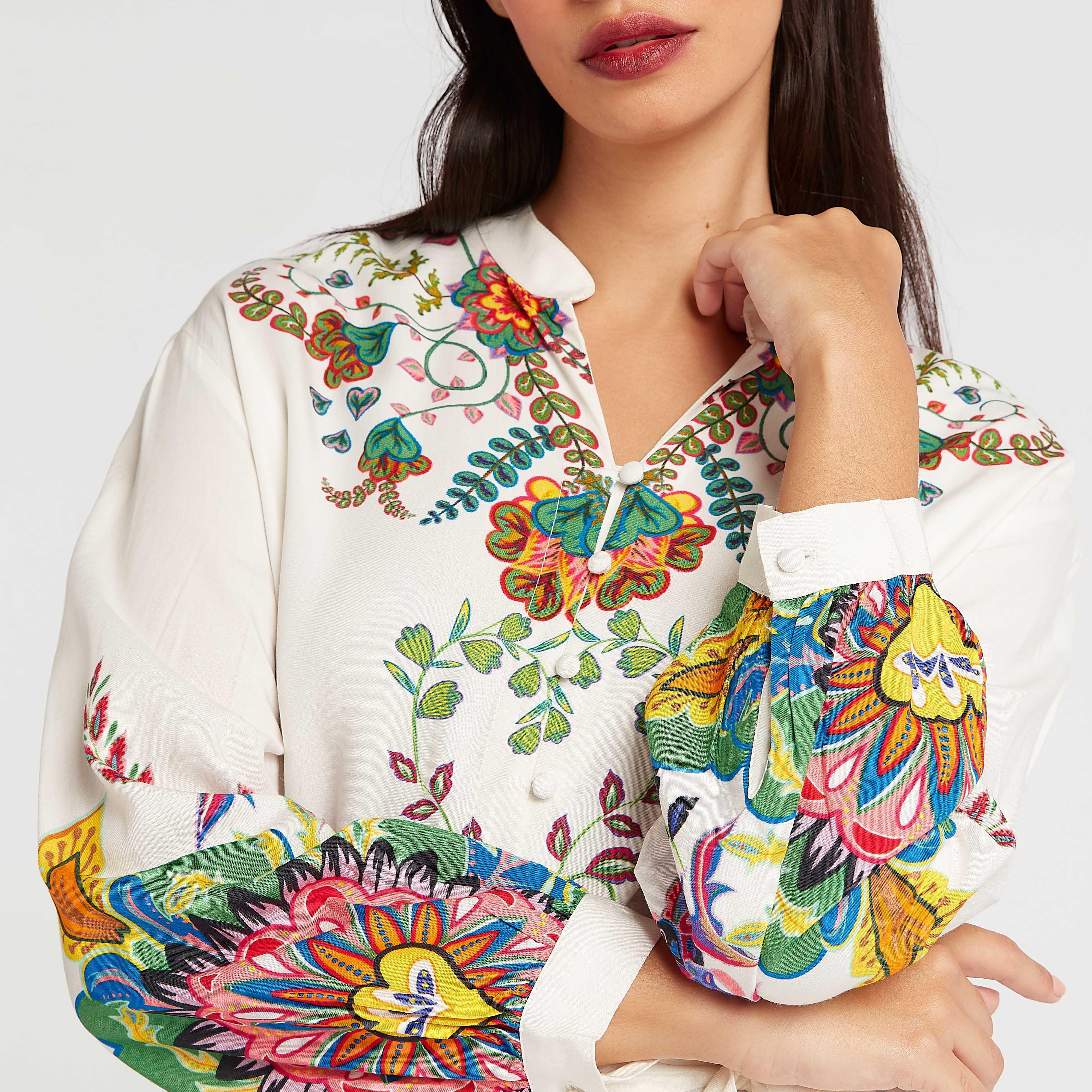 فستان ميدي بأكمام طويلة وجيوب وطبعات من آيكونيك-women-clothing-shirtsandblouses-blouses-image-3