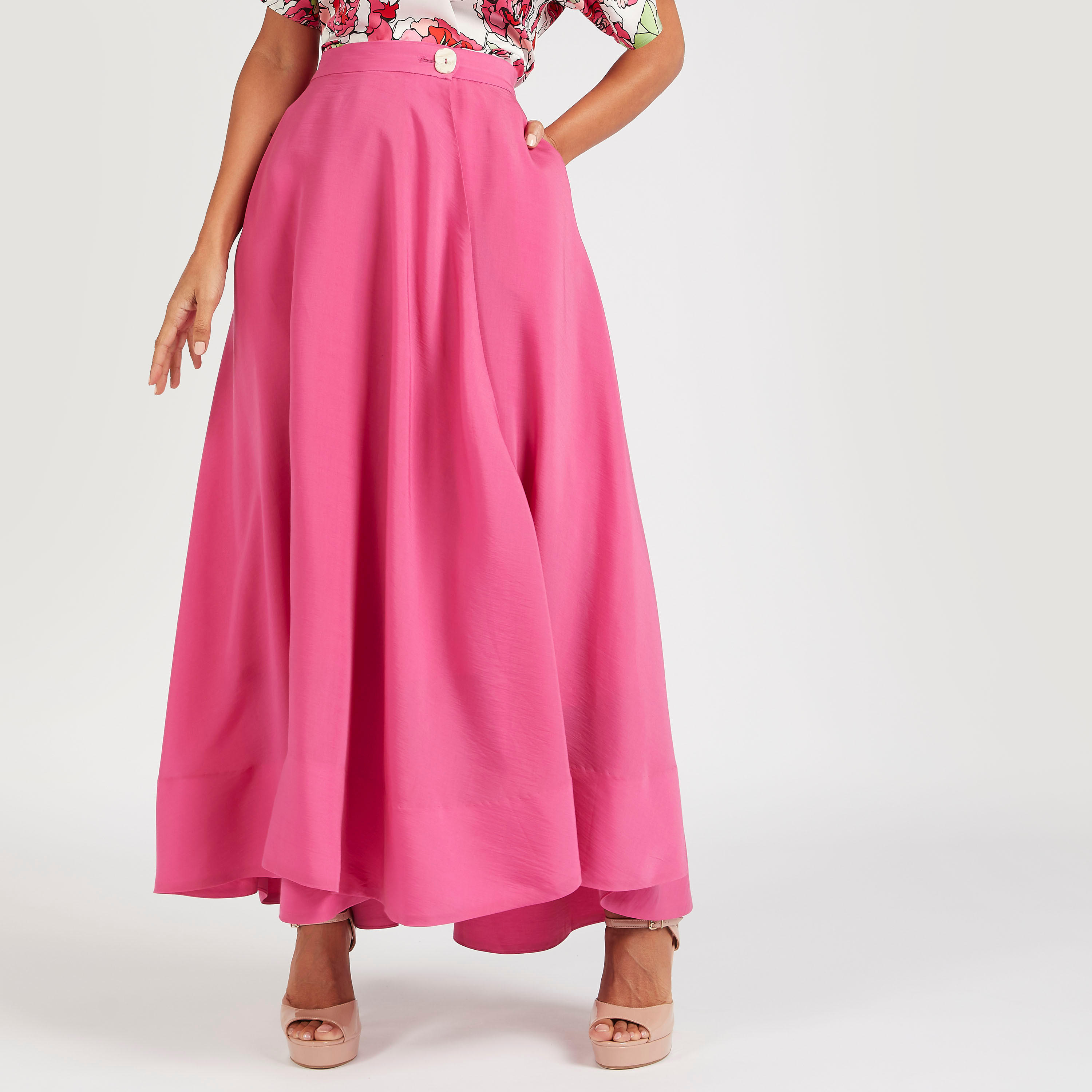 فستان طويل سادة إيه لاين بجيوب من آيكونيك-women-clothing-bottoms-skirts-image-4