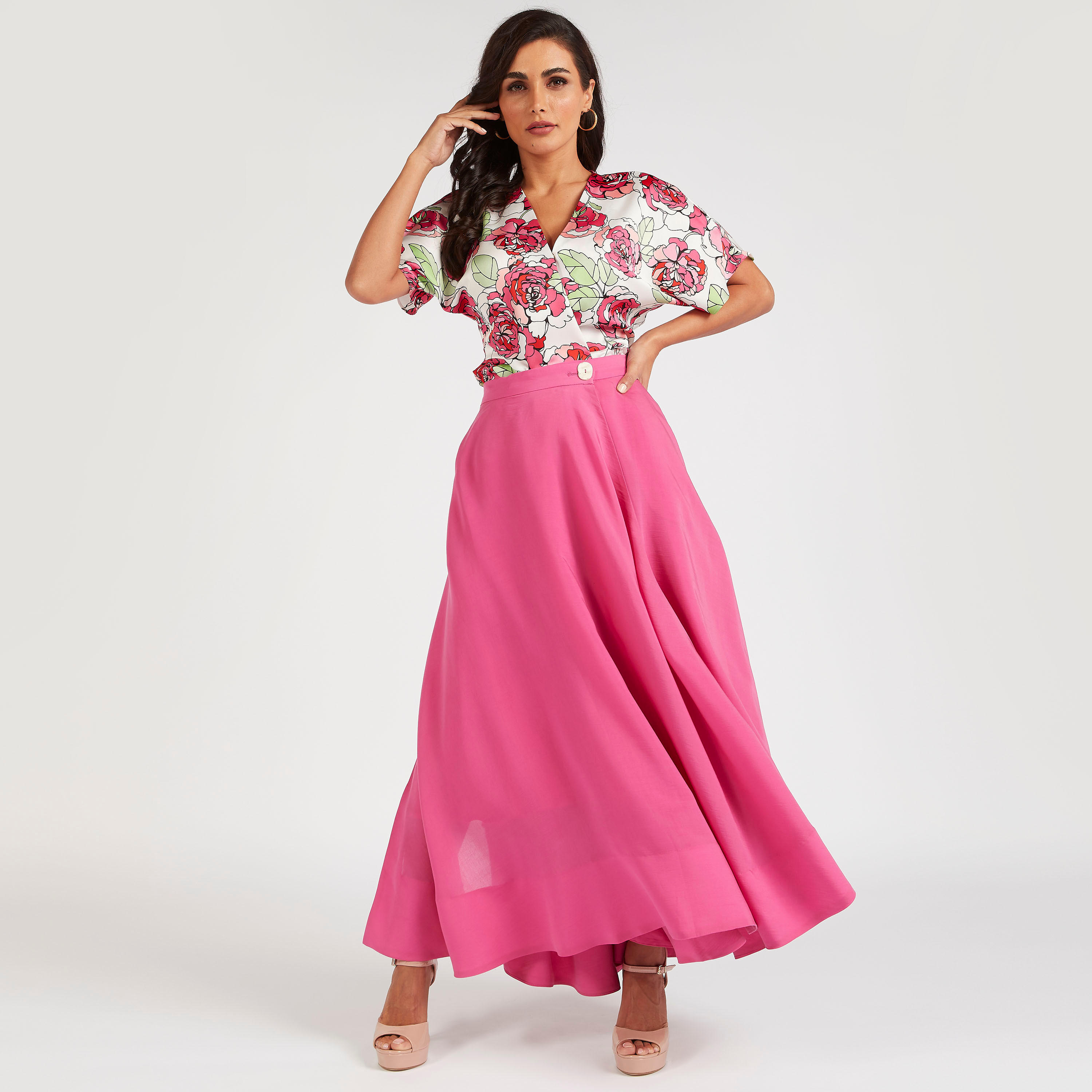 فستان طويل سادة إيه لاين بجيوب من آيكونيك-women-clothing-bottoms-skirts-image-3
