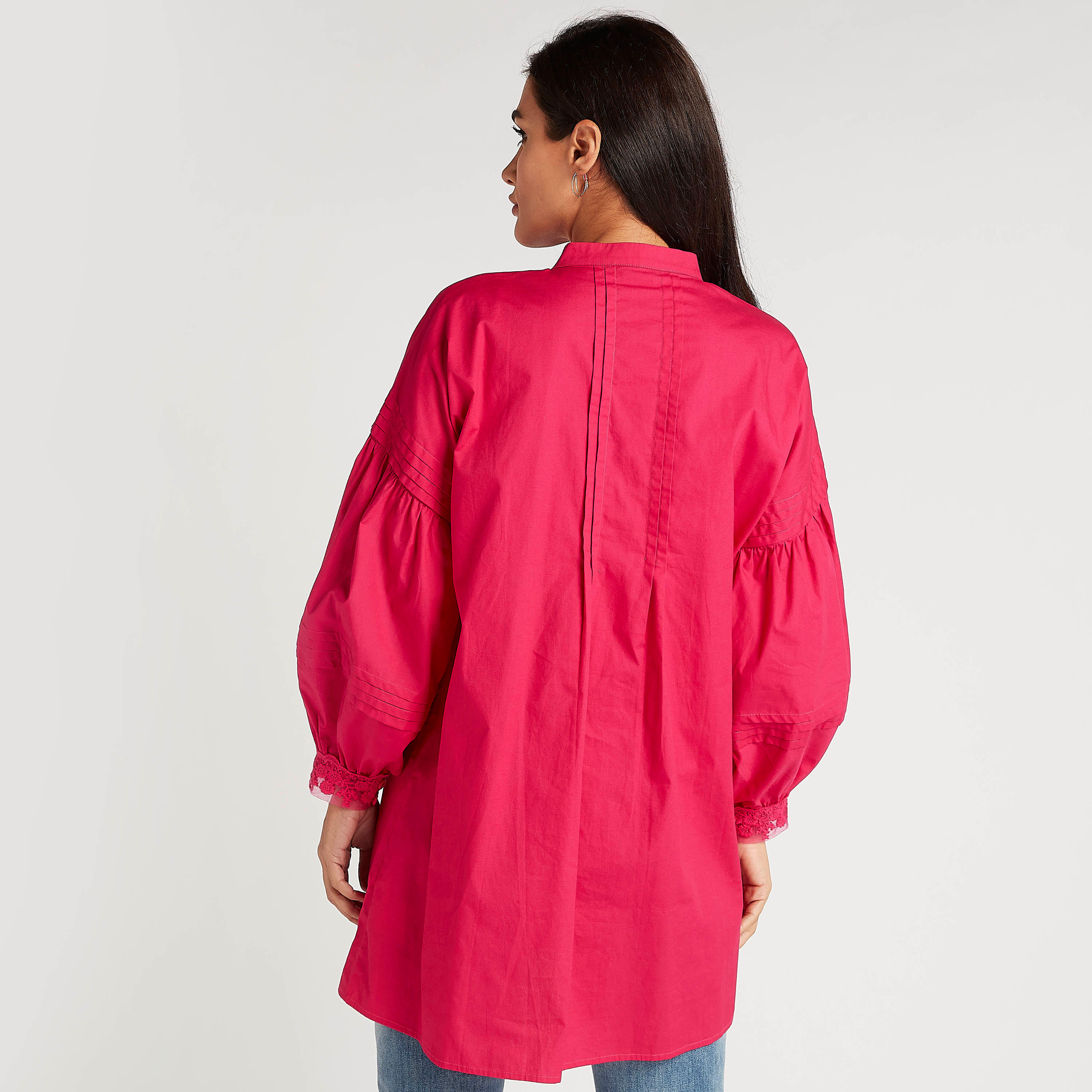 تونيك مطرز بياقة ماندارين وأكمام بيشوب من آيكونك-women-clothing-shirtsandblouses-blouses-image-4