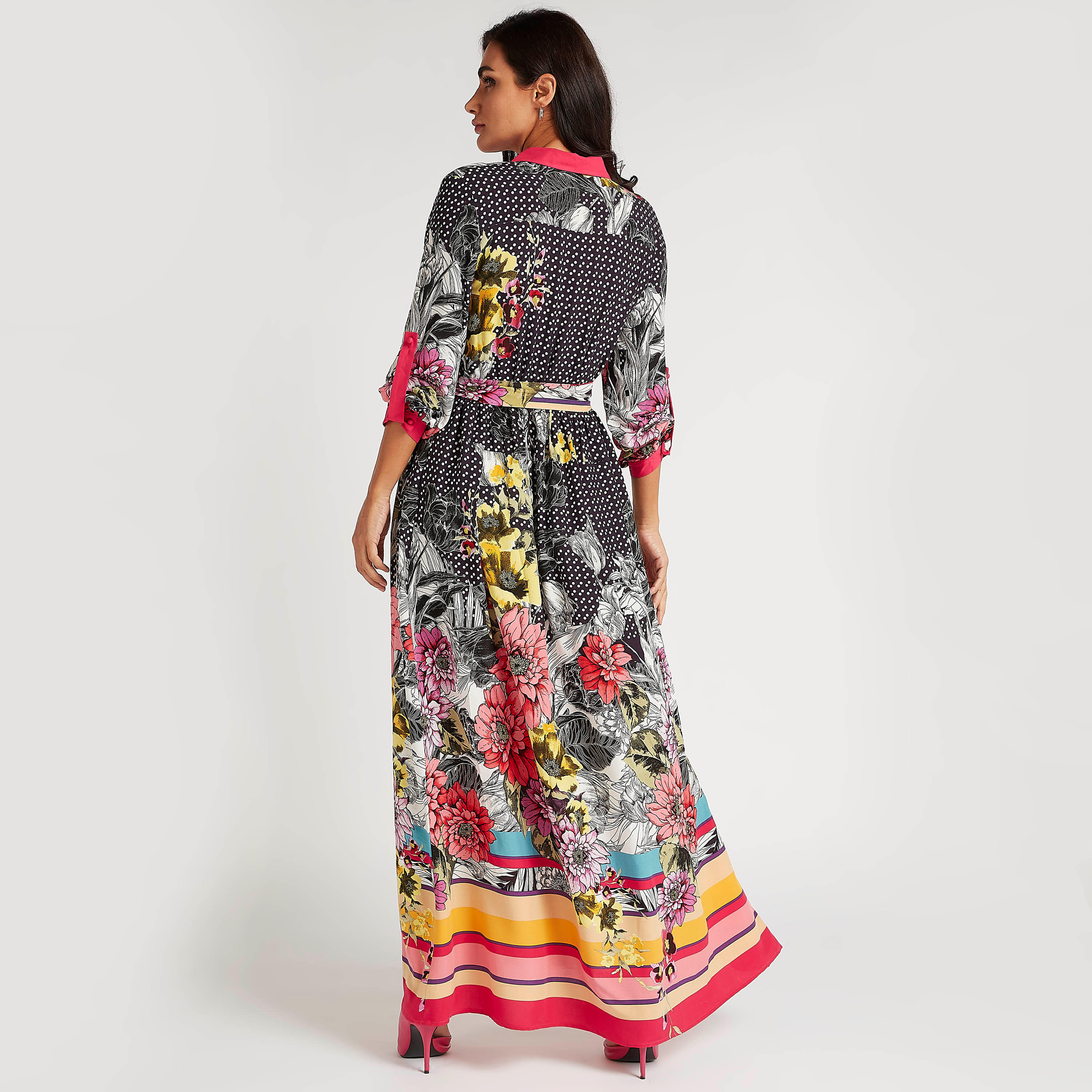 فستان إيه لاين طويل بطبعات وأربطة من آيكونيك-women-clothing-dresses-image-2