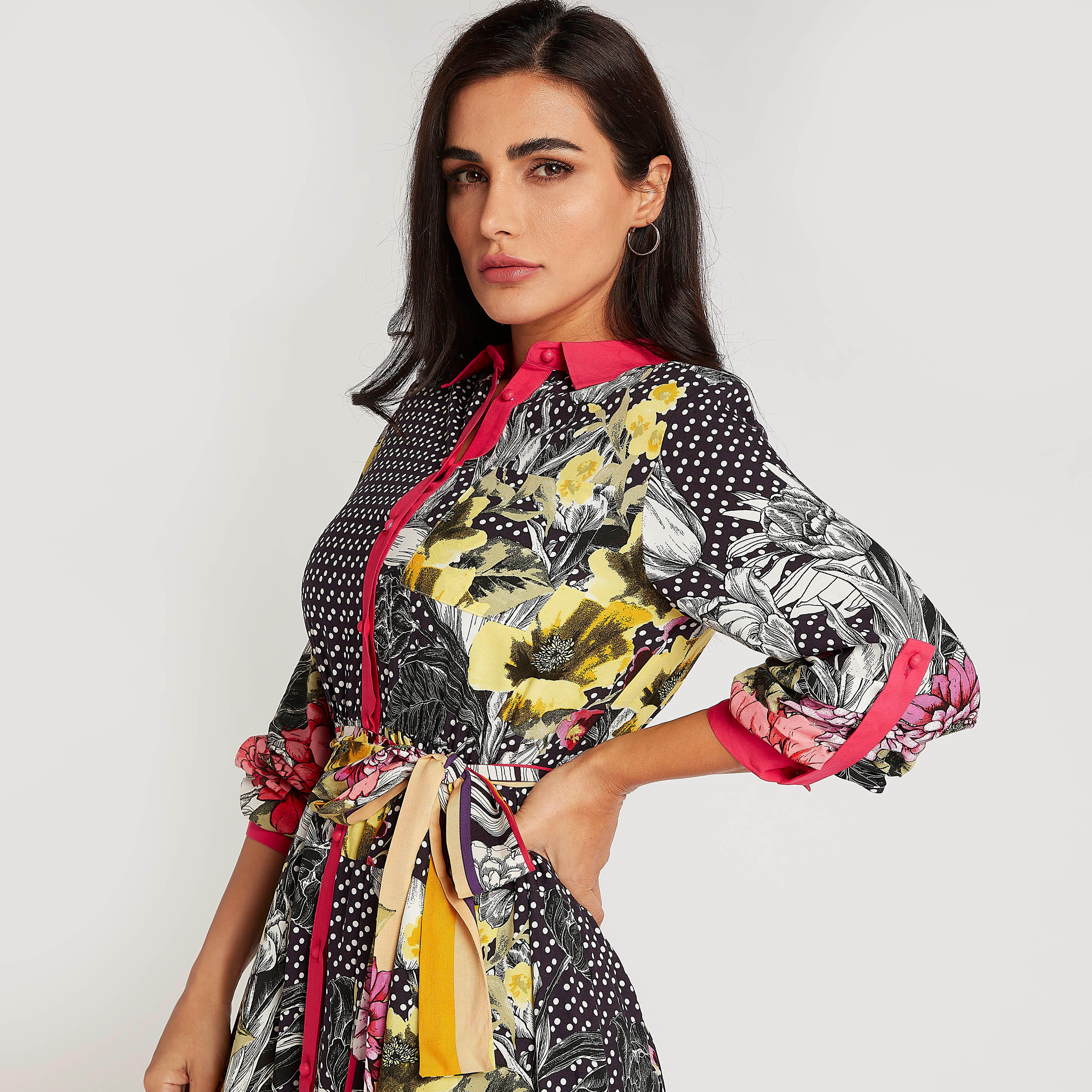 فستان إيه لاين طويل بطبعات وأربطة من آيكونيك-women-clothing-dresses-image-1