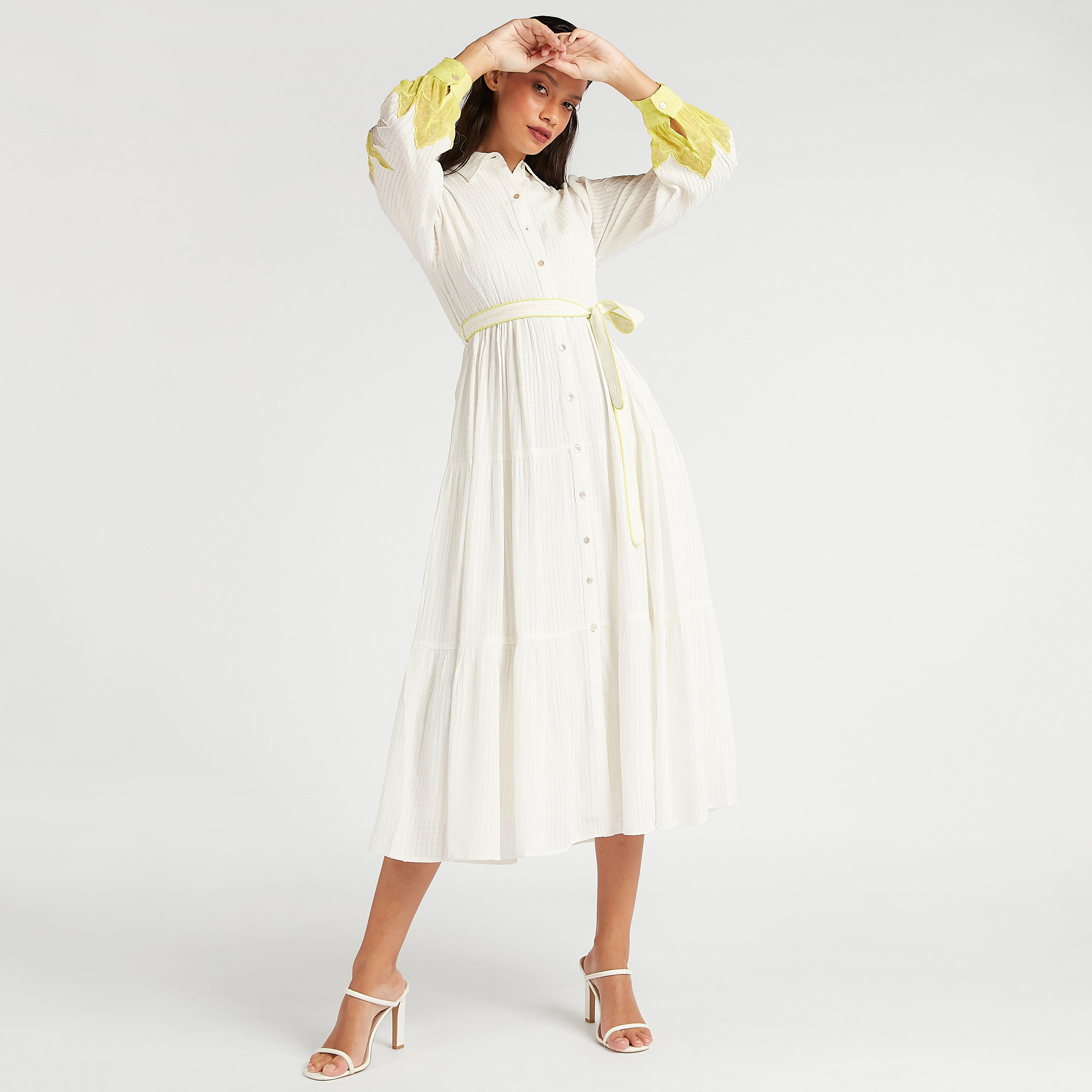 Iconic Embroidered Midi A-line Dress with Long Sleeves-women-clothing-dresses-image-2