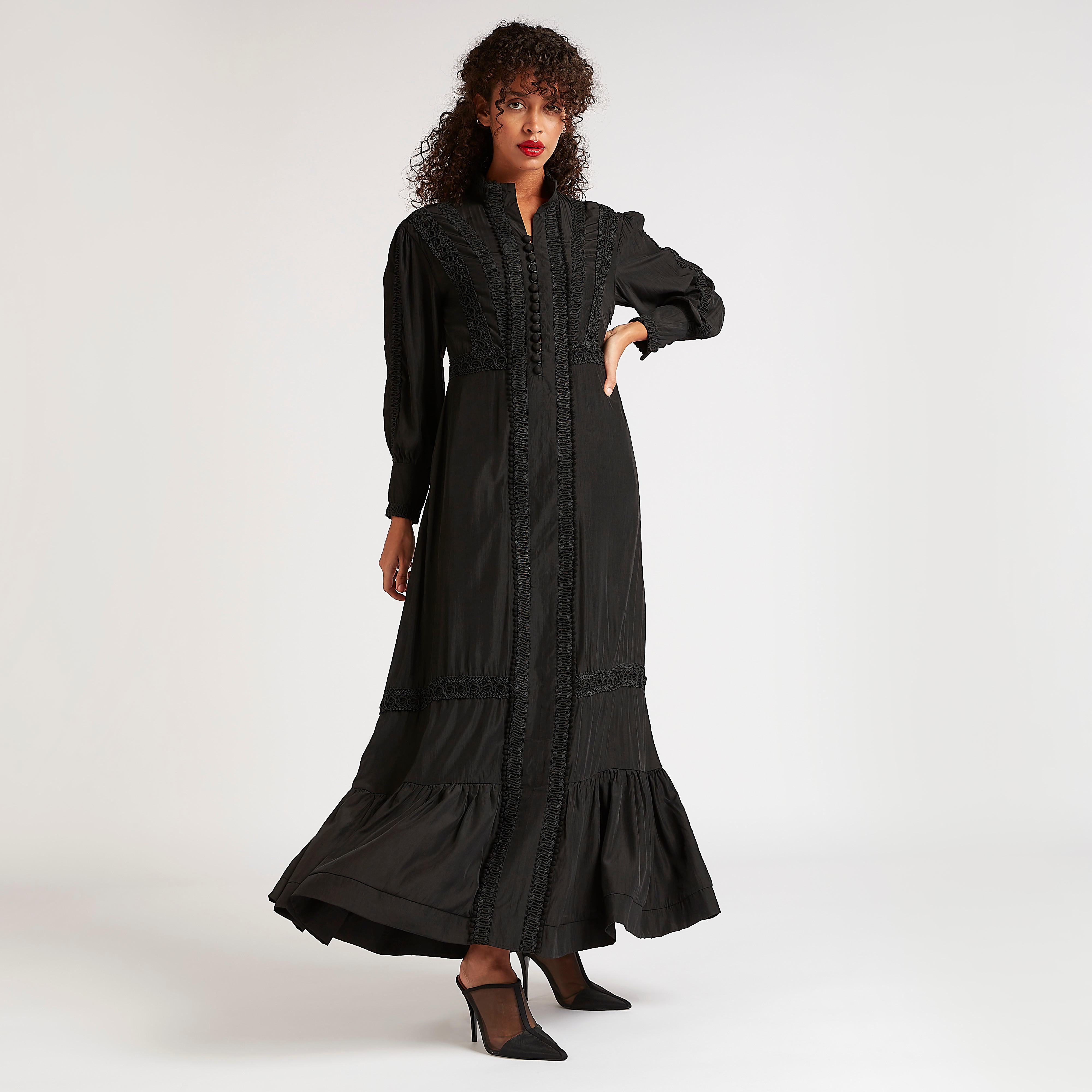 فستان إيه لاين طويل بارز الملمس بأكمام طويلة من آيكونيك-women-clothing-dresses-image-2