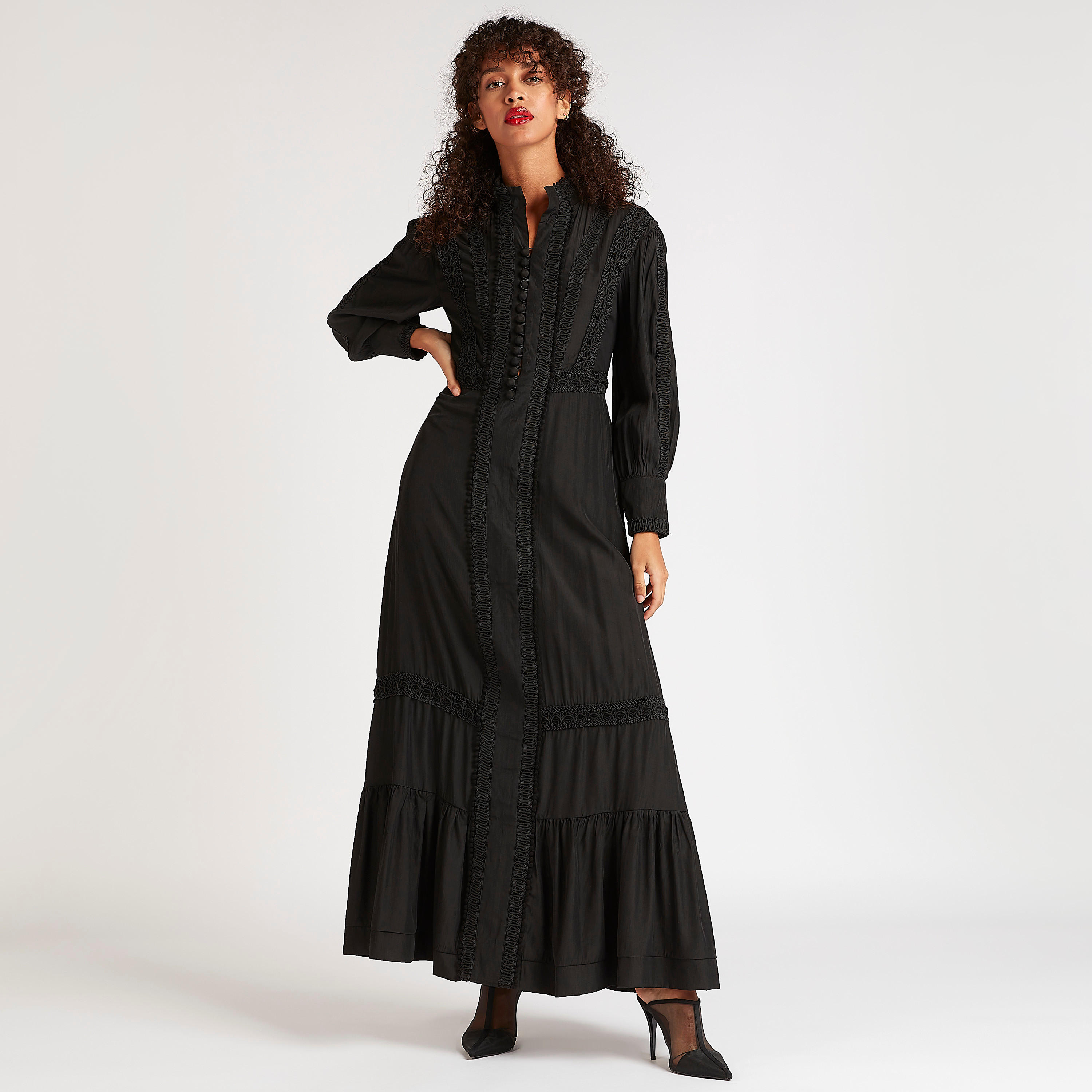 فستان إيه لاين طويل بارز الملمس بأكمام طويلة من آيكونيك-women-clothing-dresses-image-3