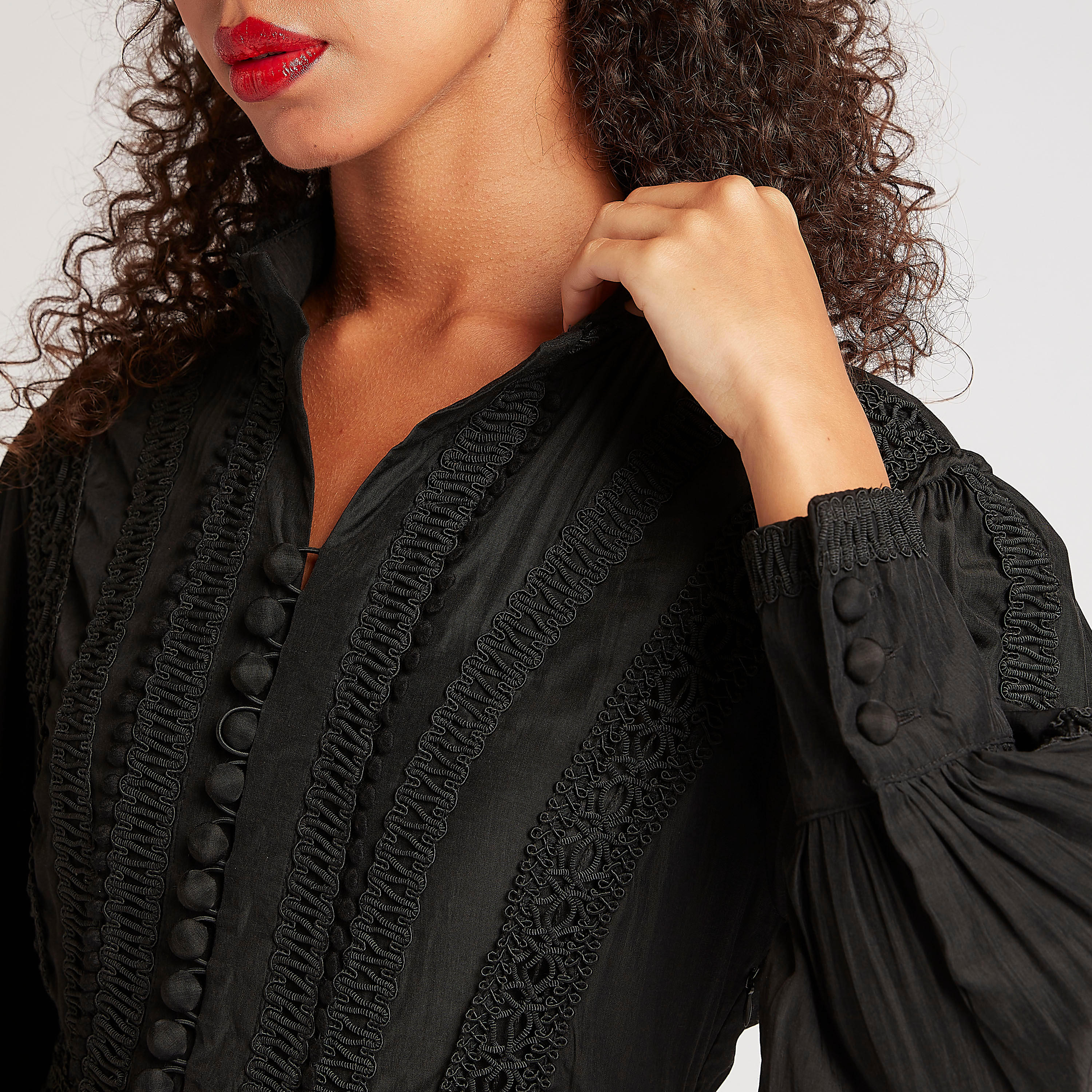 فستان إيه لاين طويل بارز الملمس بأكمام طويلة من آيكونيك-women-clothing-dresses-image-4
