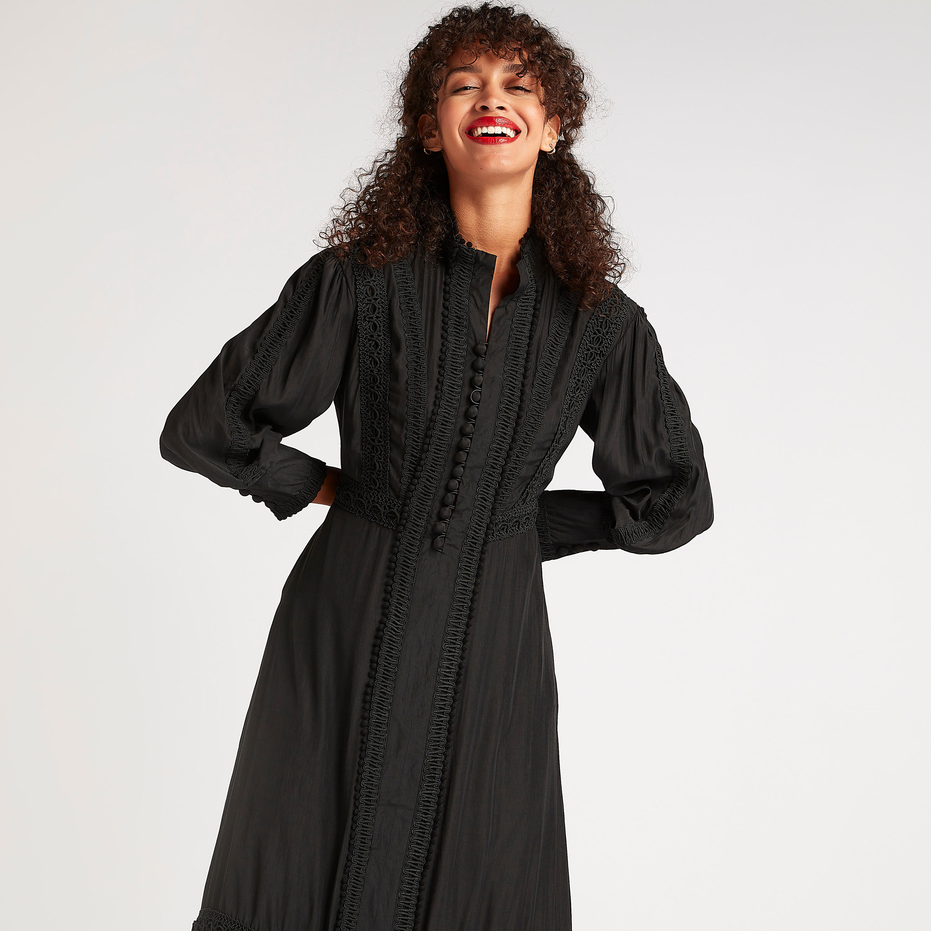 فستان إيه لاين طويل بارز الملمس بأكمام طويلة من آيكونيك-women-clothing-dresses-image-6