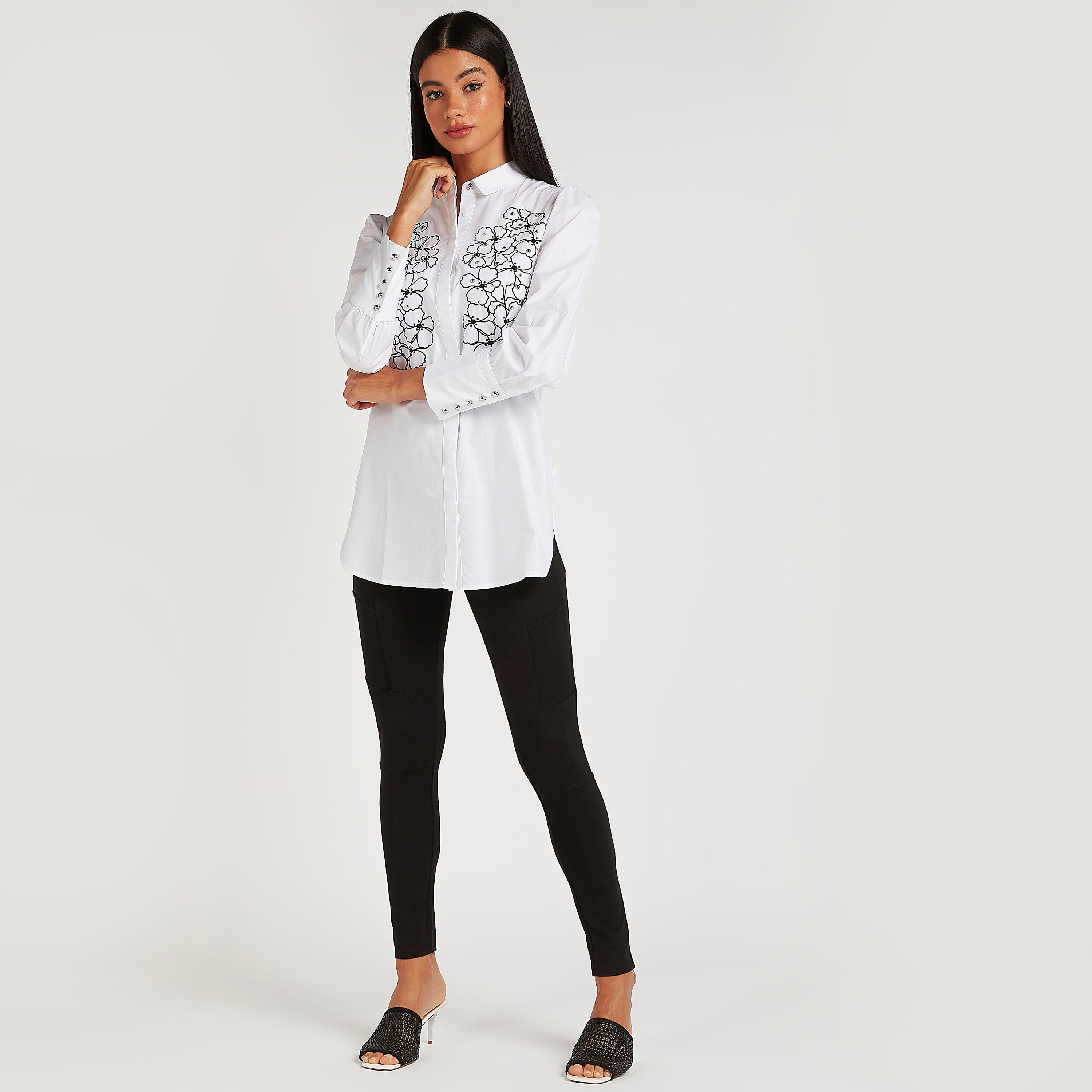 قميص مطرّز بأزهار مع ياقة عادية وأكمام طويلة من آيكونيك-women-clothing-shirtsandblouses-shirts-image-2
