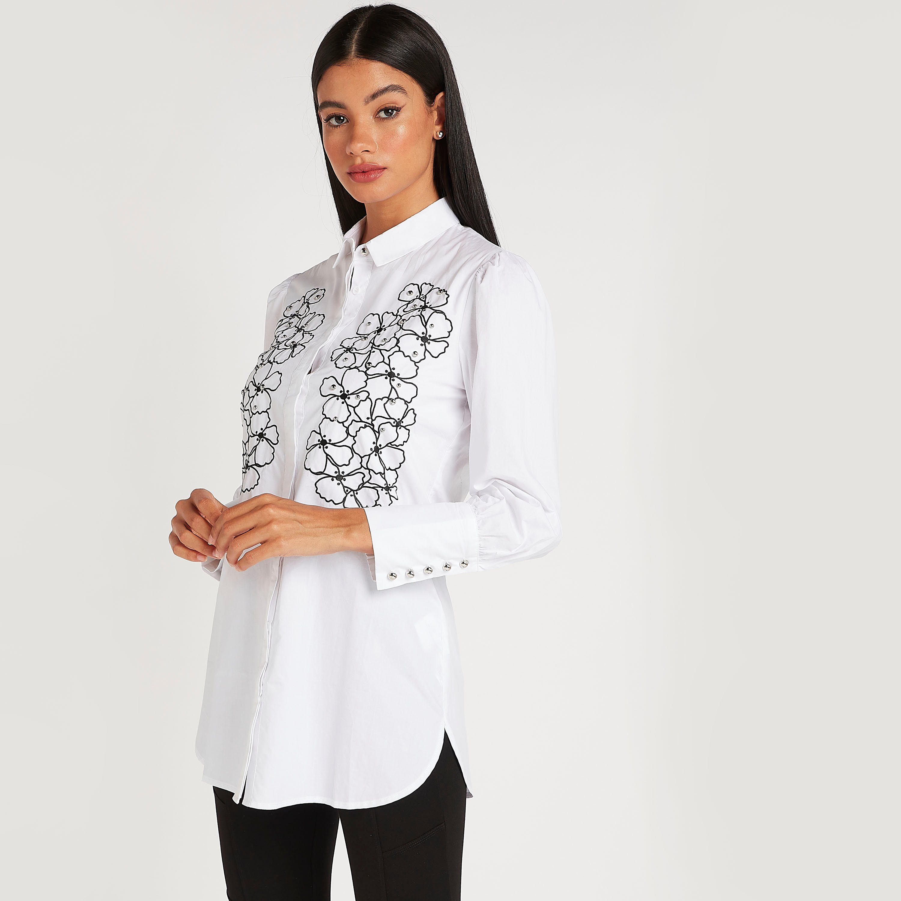 قميص مطرّز بأزهار مع ياقة عادية وأكمام طويلة من آيكونيك-women-clothing-shirtsandblouses-shirts-image-6