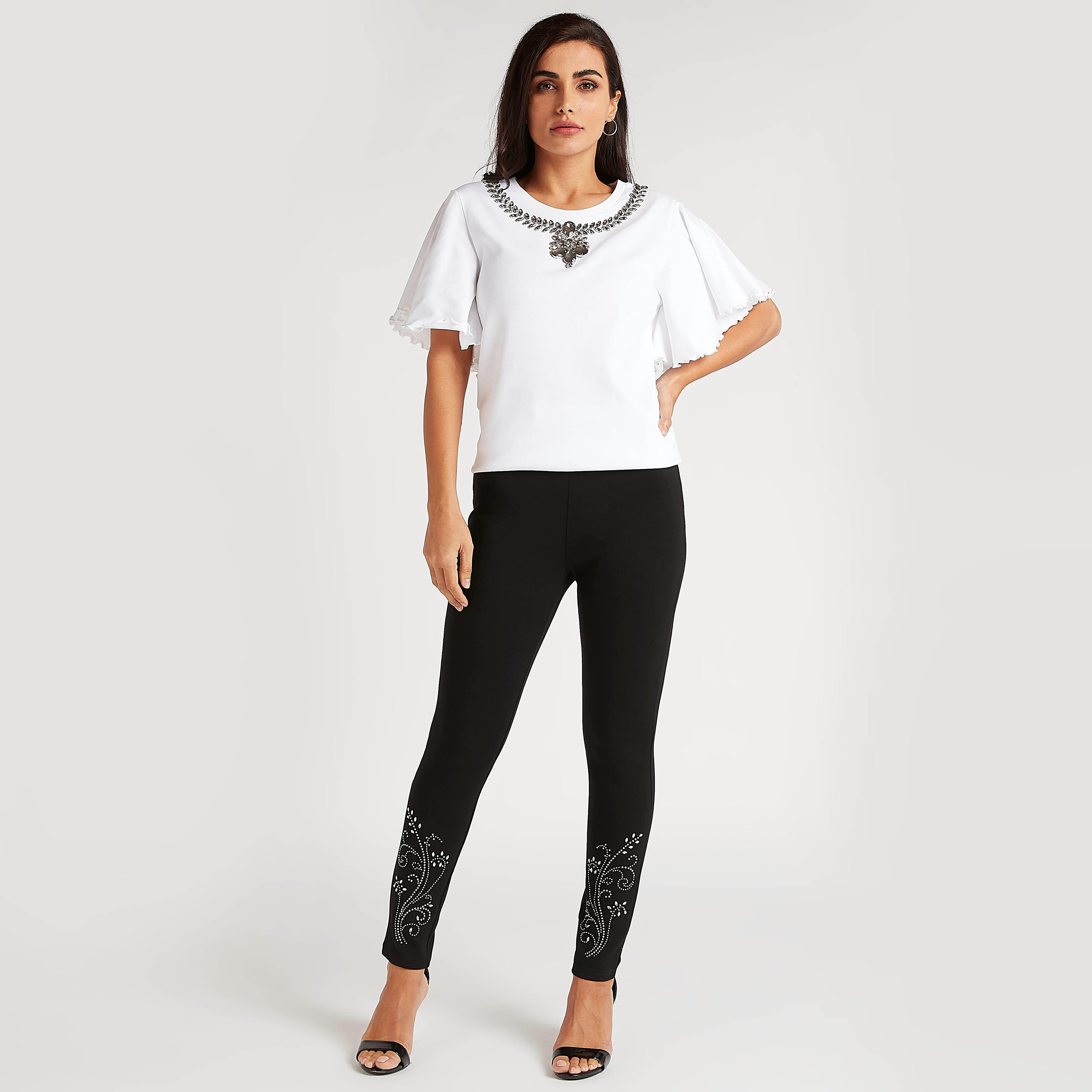 بلوزة مطرزة بأكمام لامعه-women-clothing-shirtsandblouses-blouses-image-2