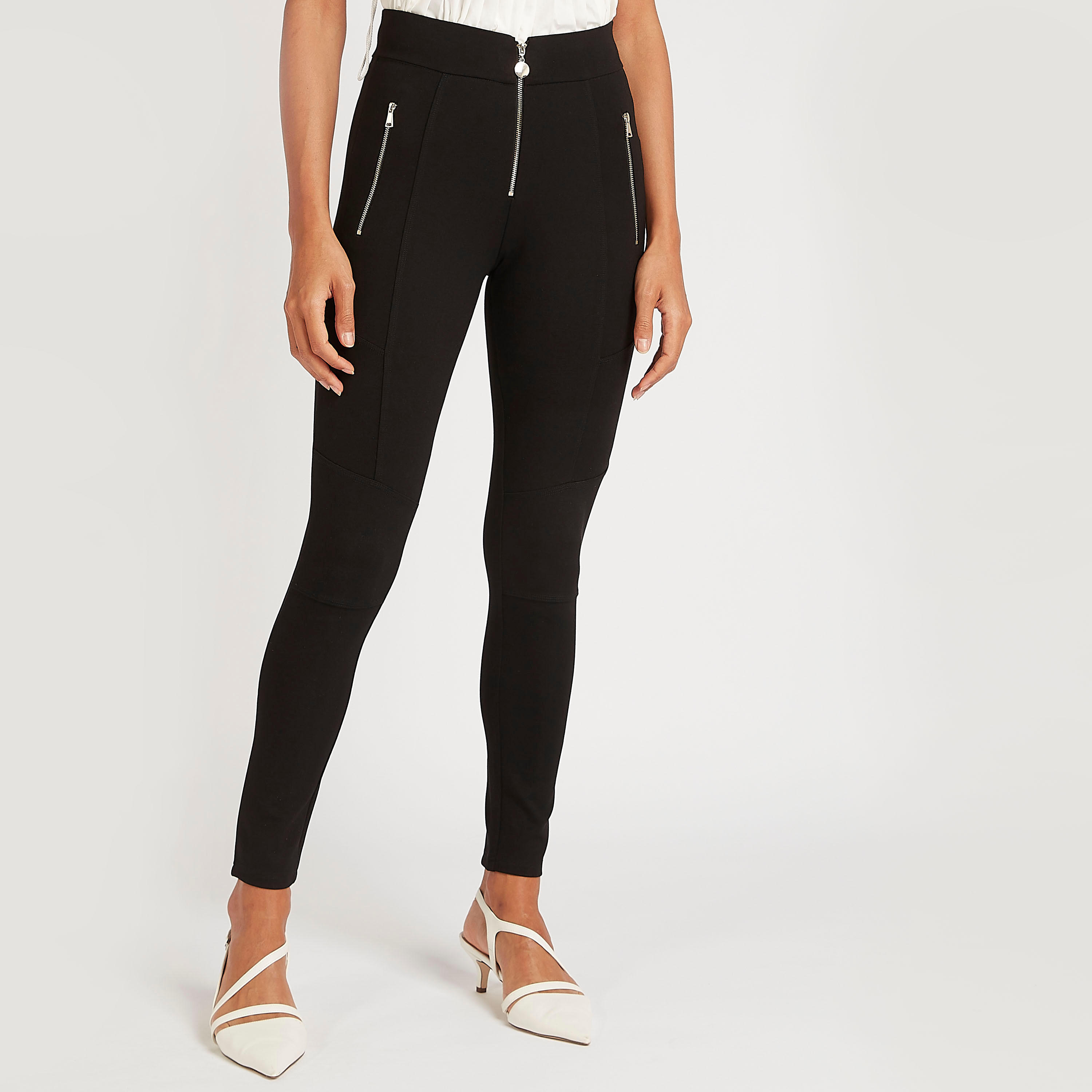 Iconic Solid Mid-Rise Leggings with Zip Closure-women-clothing-bottoms-leggings-image-1