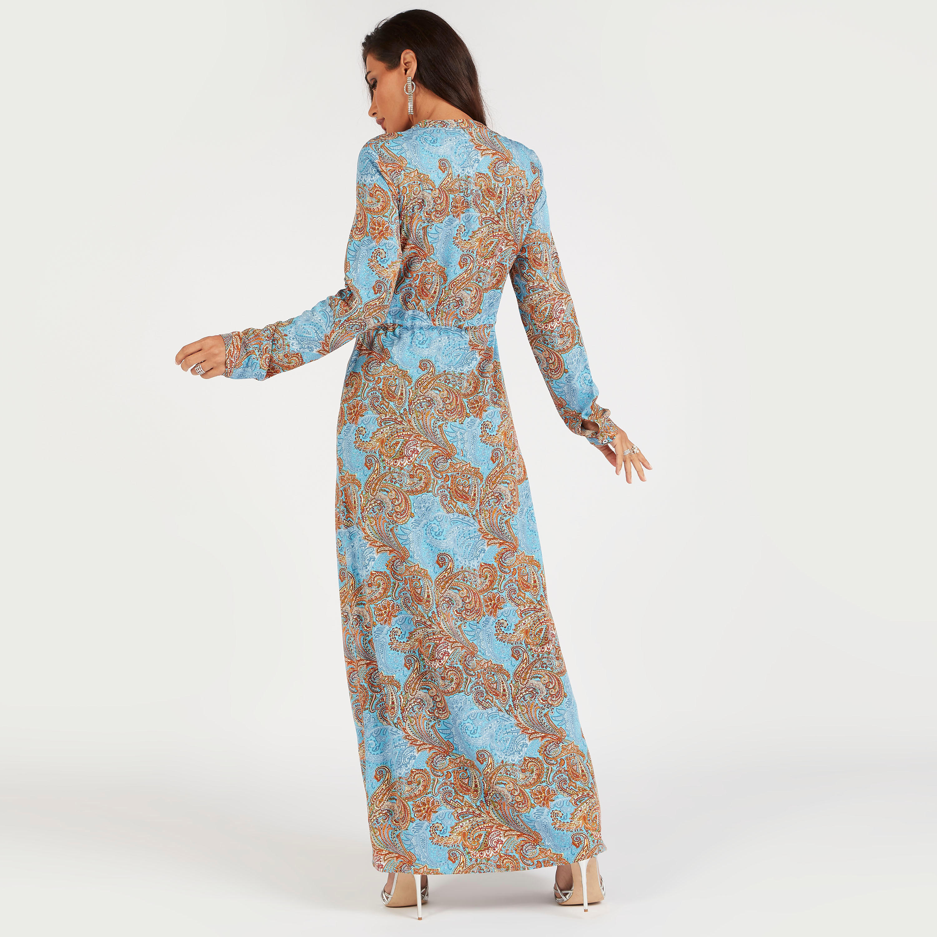 فستان قميص طويل بجيوب وطبعات بيزلي من أيكونيك-women-clothing-dresses-image-4