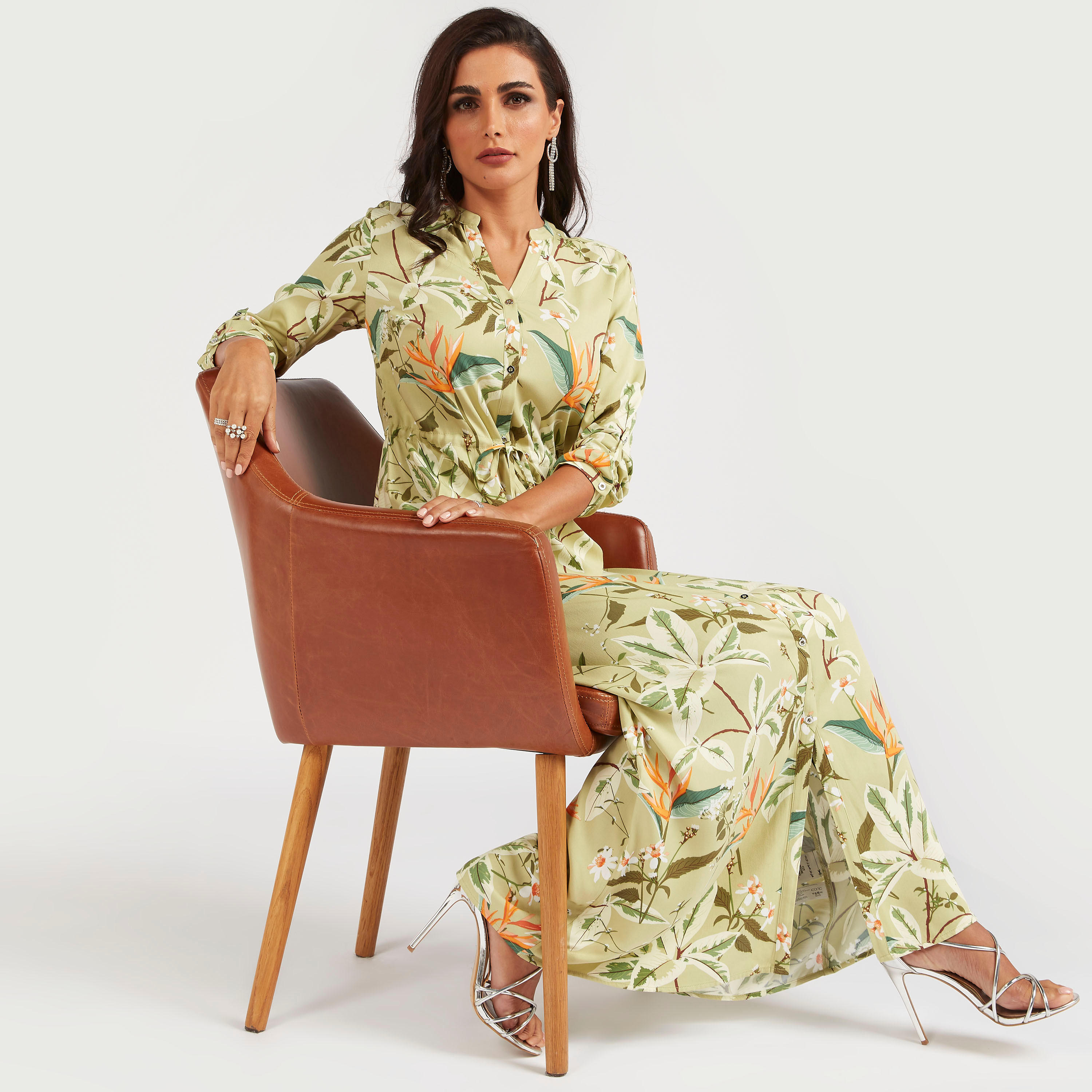 فستان قميص طويل بجيوب وطبعات أزهار من أيكونيك-women-clothing-dresses-image-1