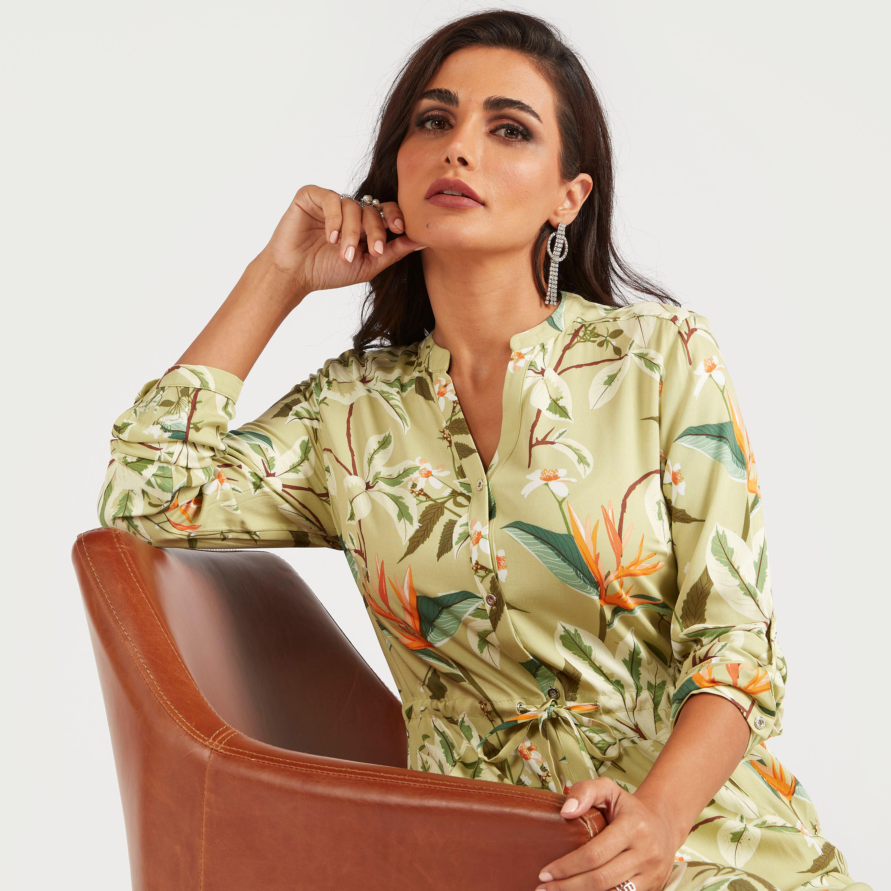 فستان قميص طويل بجيوب وطبعات أزهار من أيكونيك-women-clothing-dresses-image-4