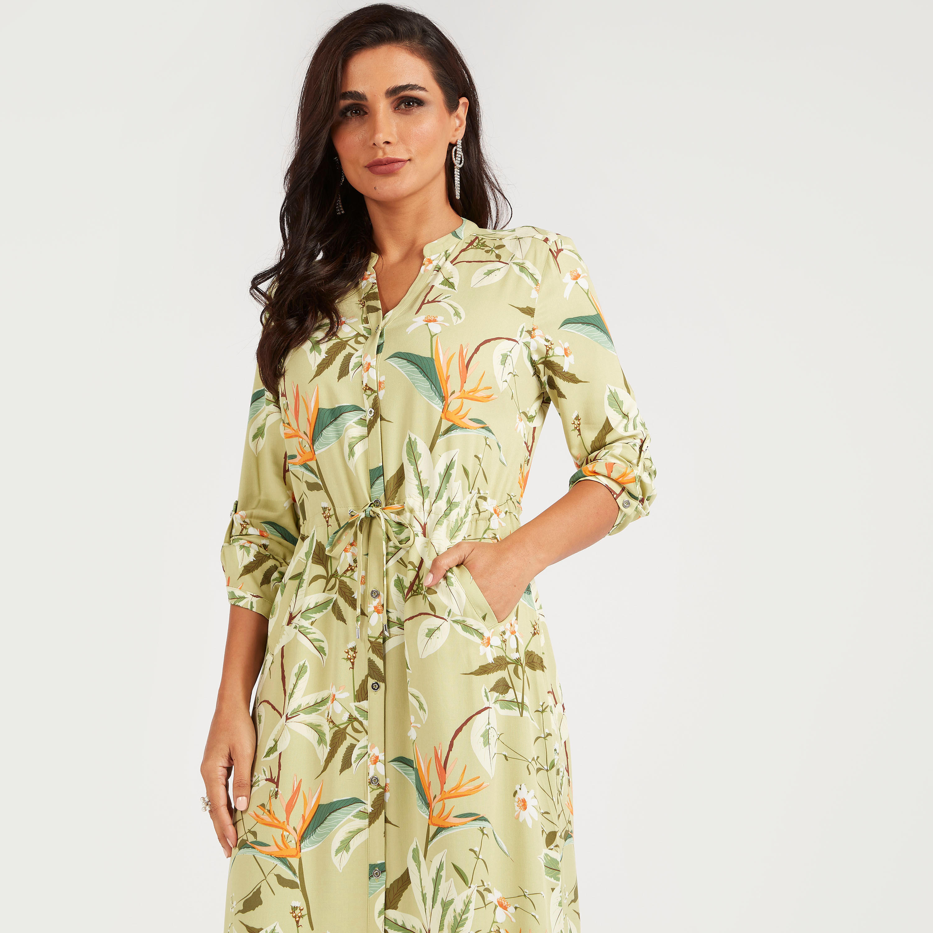 فستان قميص طويل بجيوب وطبعات أزهار من أيكونيك-women-clothing-dresses-image-6