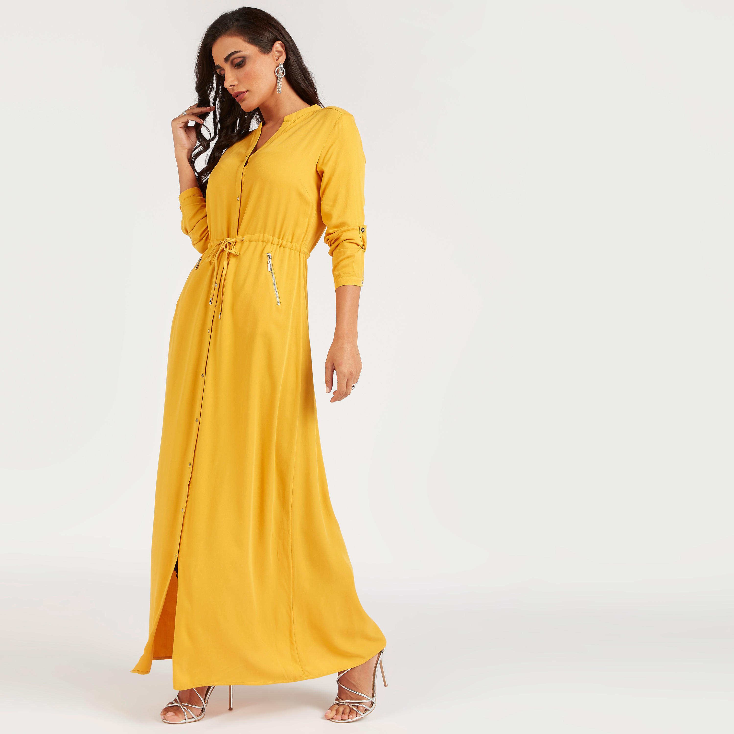 فستان قميص طويل بجيوب بسحاب من أيكونيك-women-clothing-dresses-image-8
