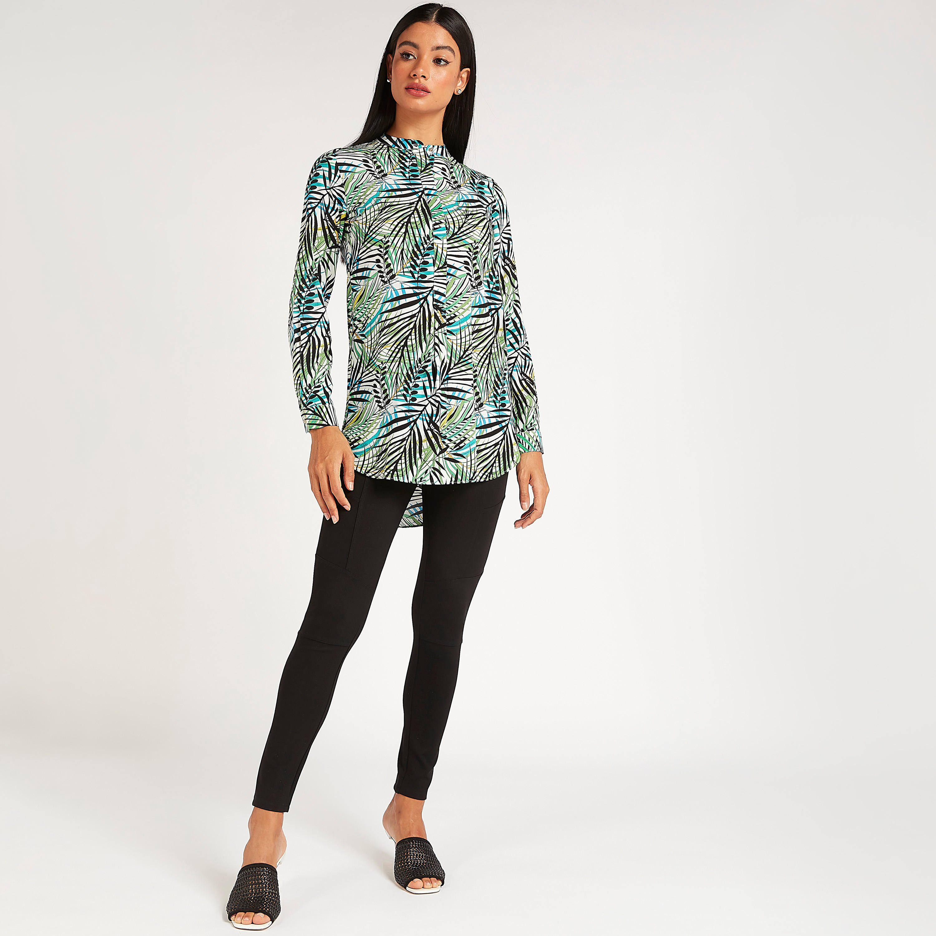 قميص بولو بطبعات وأكمام طويلة من آيكونيك-women-clothing-shirtsandblouses-shirts-image-3