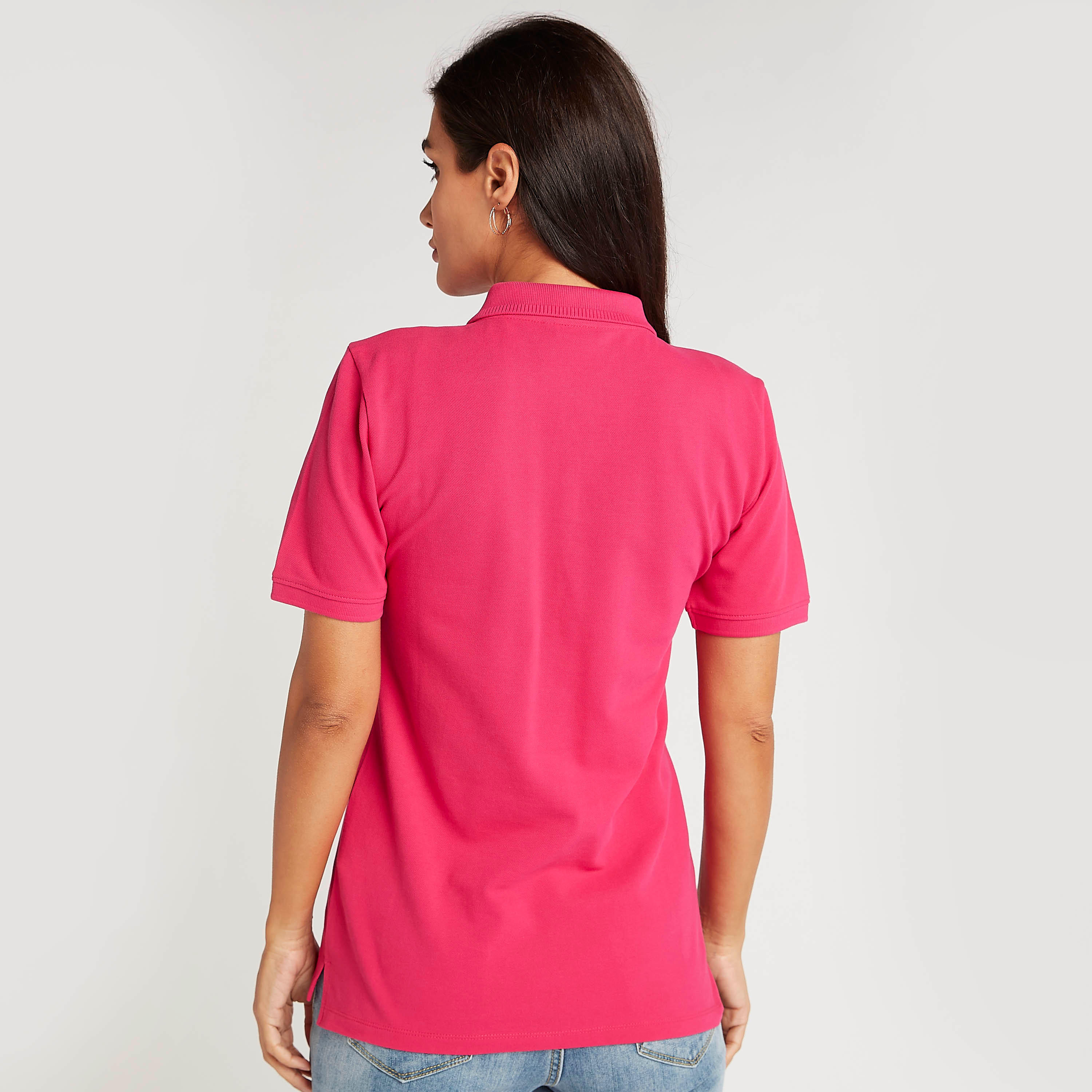 تيشيرت بولو سادة بأكمام قصيرة من آيكونيك-women-clothing-tshirts-image-3