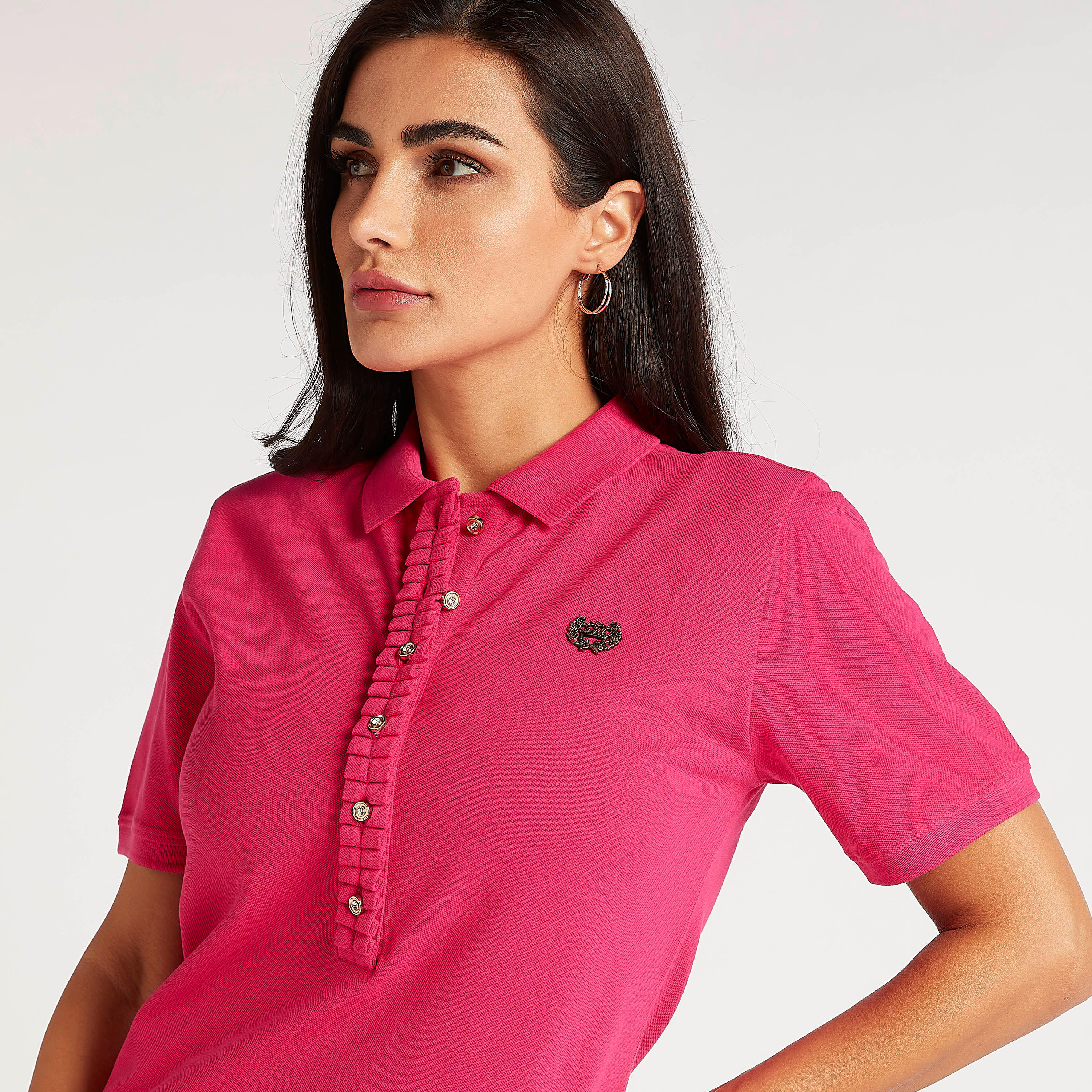 تيشيرت بولو سادة بأكمام قصيرة من آيكونيك-women-clothing-tshirts-image-1