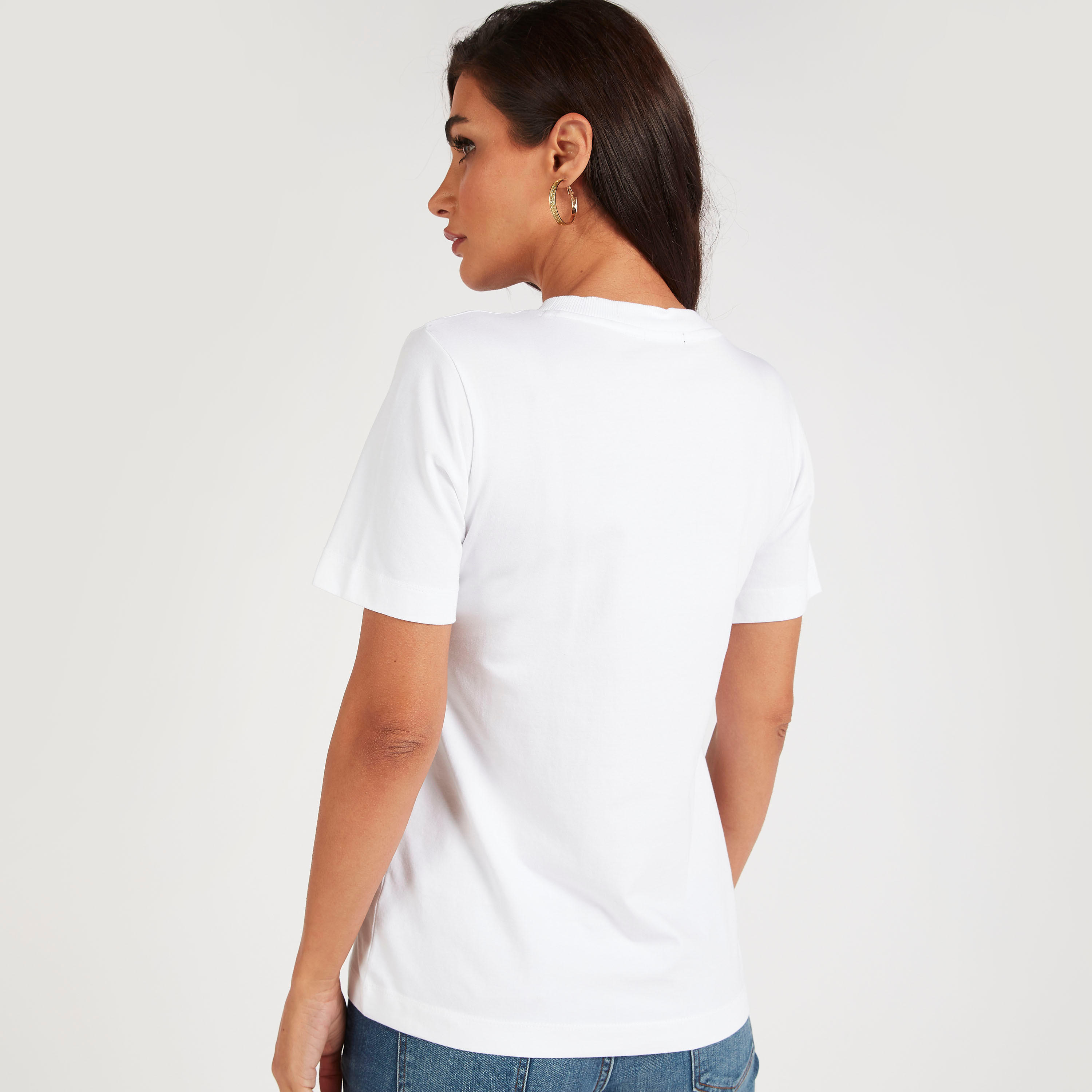 Iconic Graphic Print T-shirt with Short Sleeves-women-clothing-tshirts-image-5