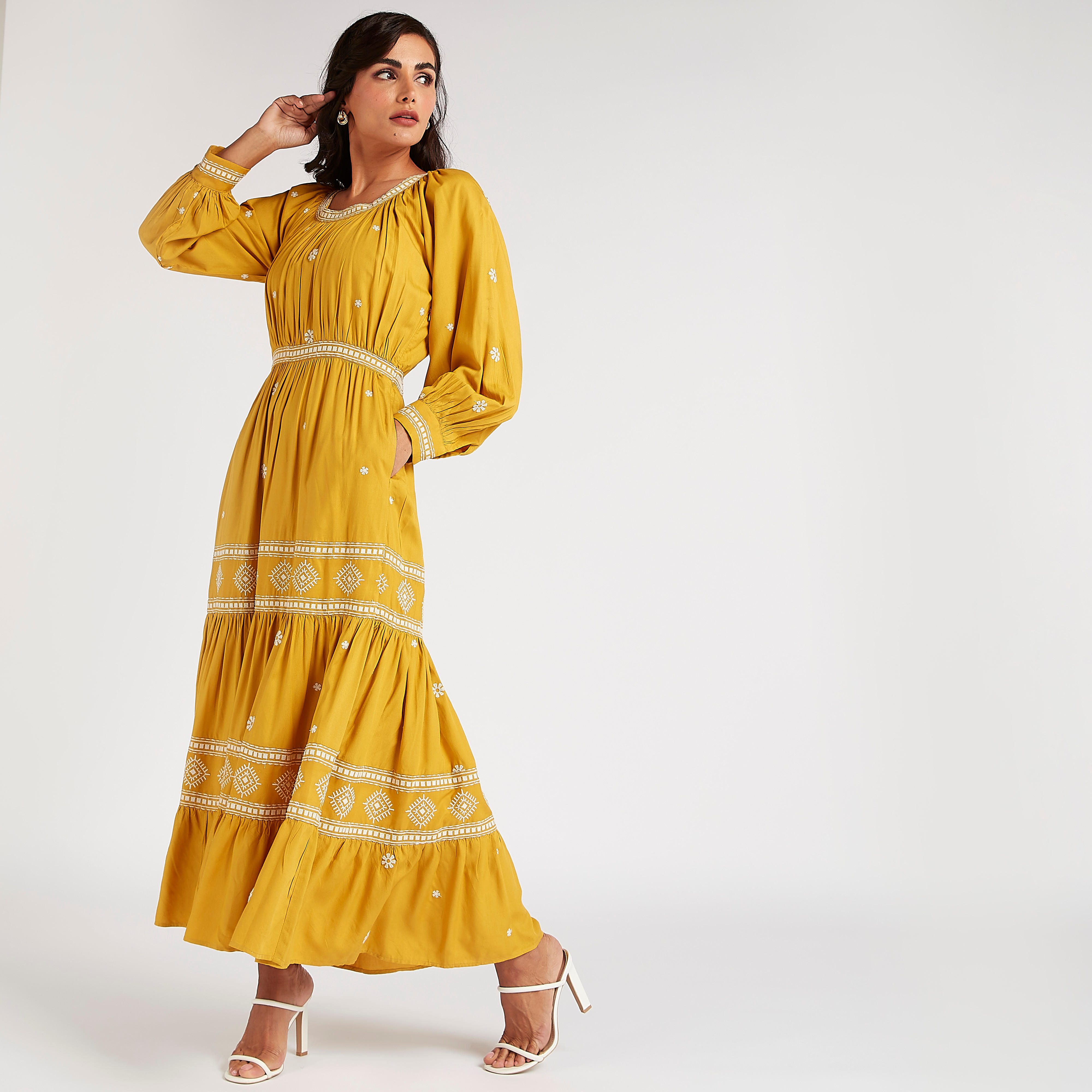 Iconic Embroidered Maxi A-line Dress with Pockets-women-clothing-dresses-image-1