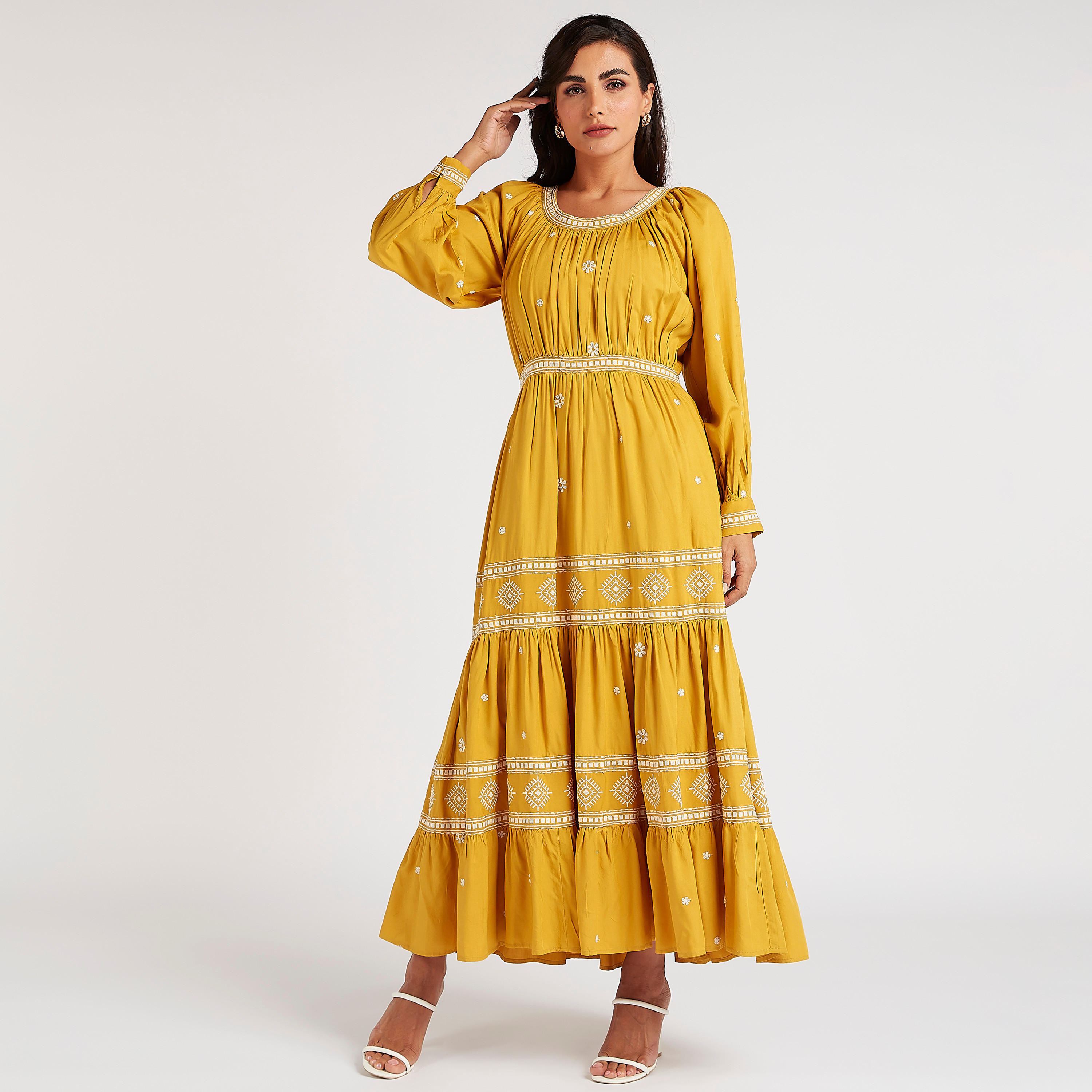 Iconic Embroidered Maxi A-line Dress with Pockets-women-clothing-dresses-image-2