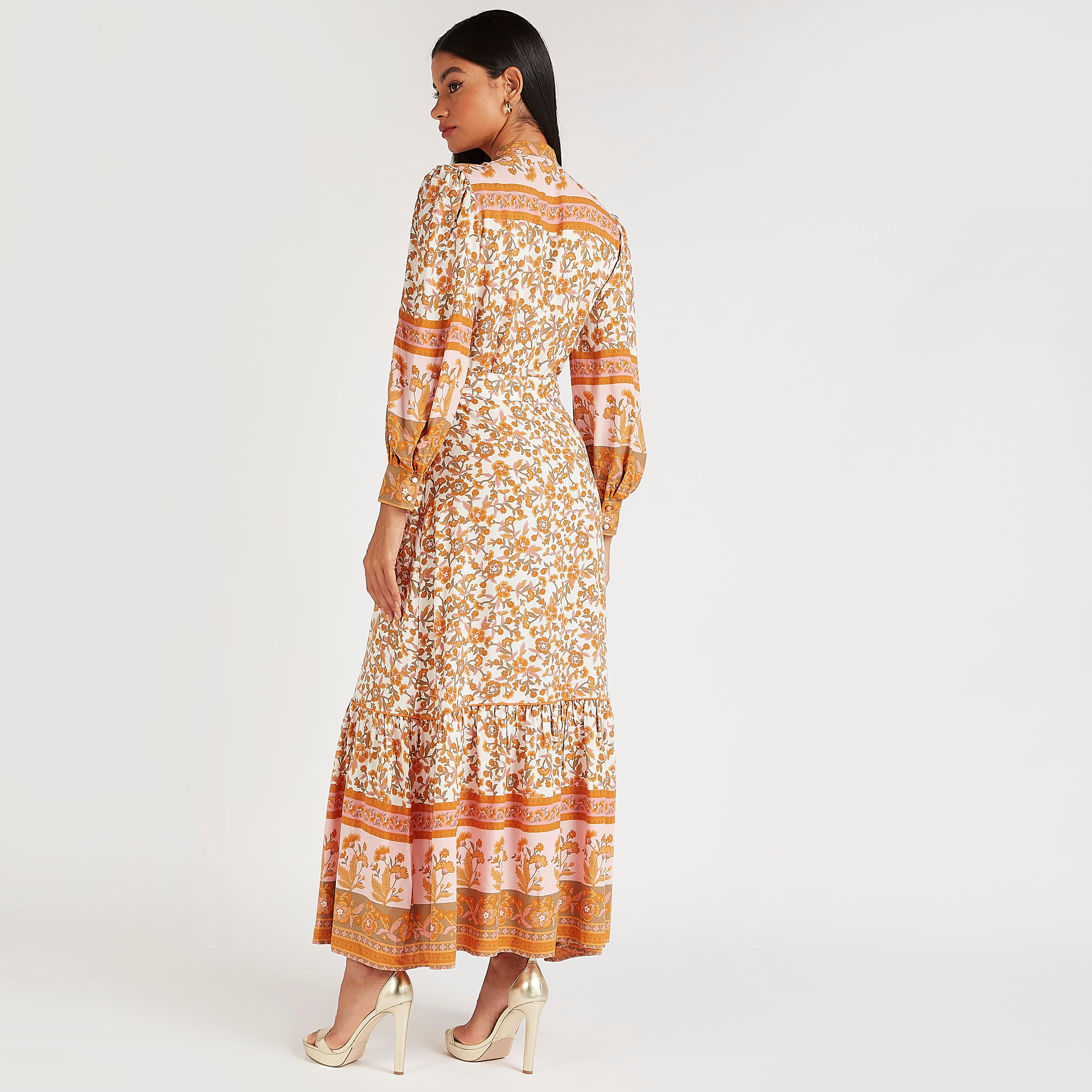 فستان إيه لاين طويل بطبعات أزهار وأكمام طويلة وياقة عالية-women-clothing-dresses-image-4