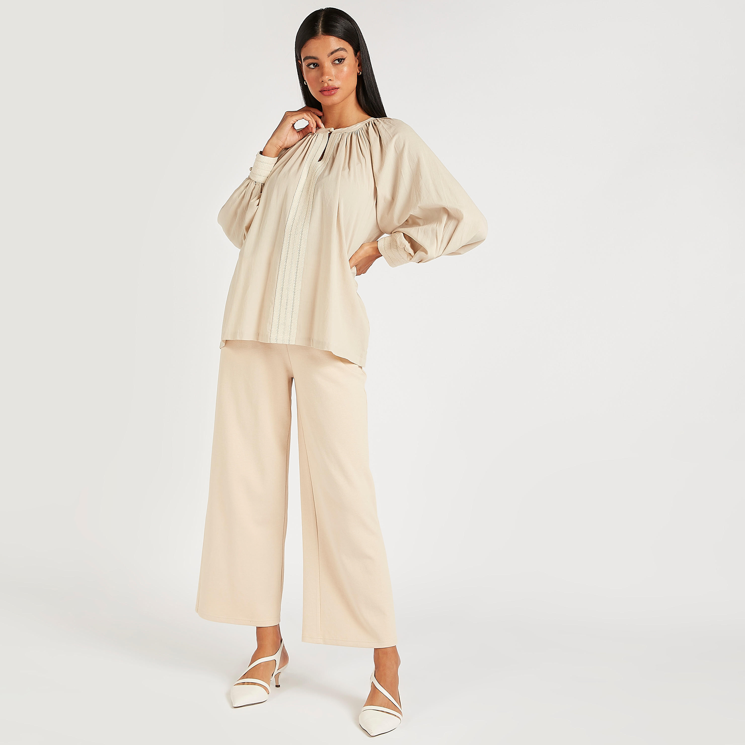Iconic Solid Crew Neck Top with Long Sleeves-women-clothing-shirtsandblouses-blouses-image-2